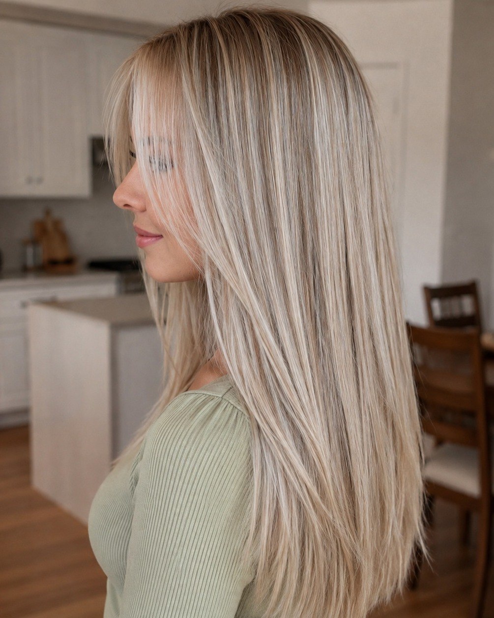 Sleek Long Hair With Dimensional Ash Blonde Highlights