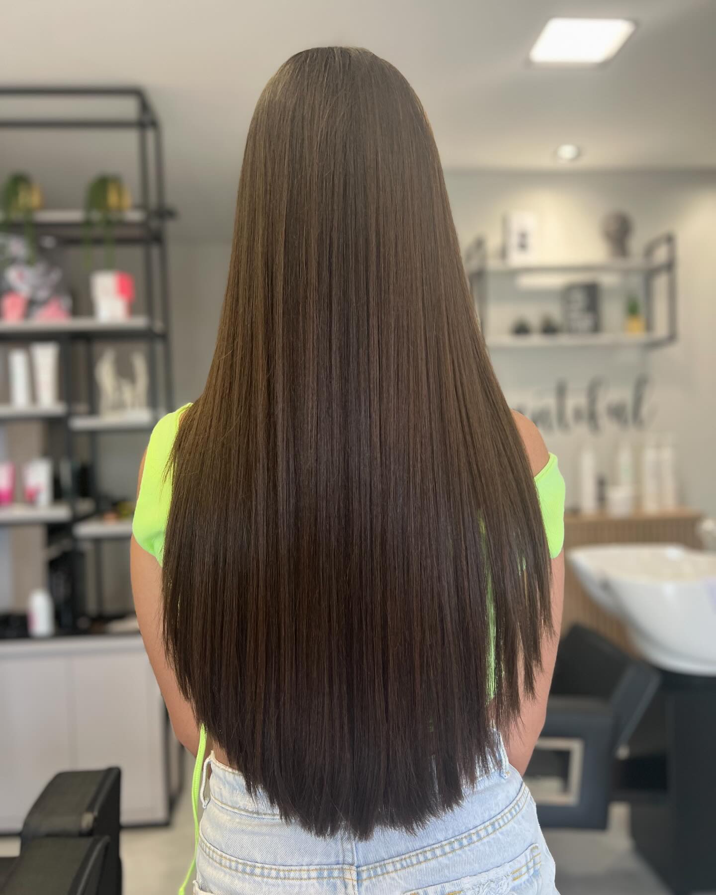 Sleek V-Cut Long Straight Espresso Hair