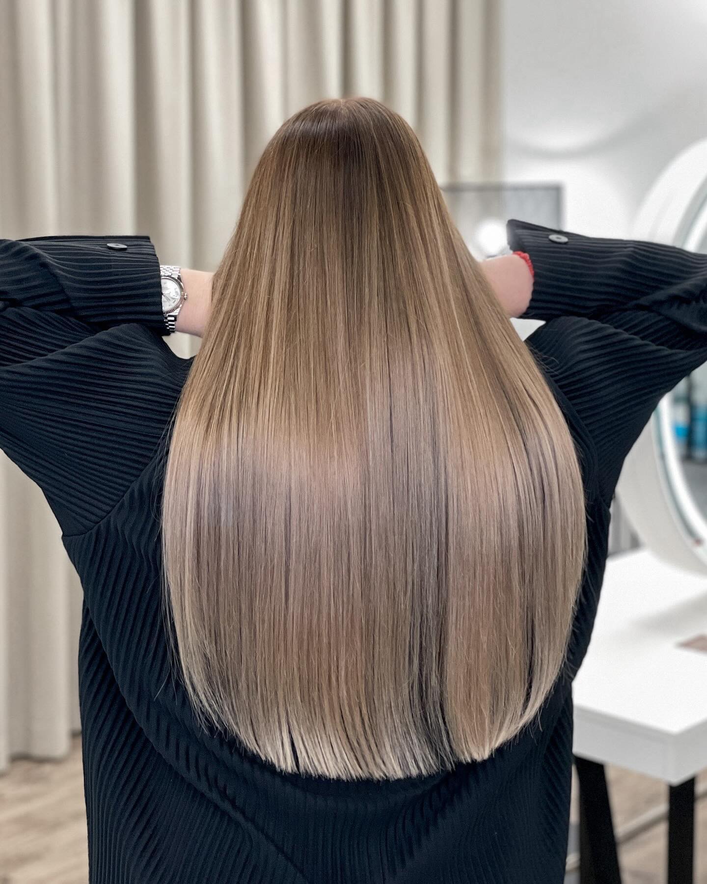 Sleek Waist Length Hair With Cool Ash Tones