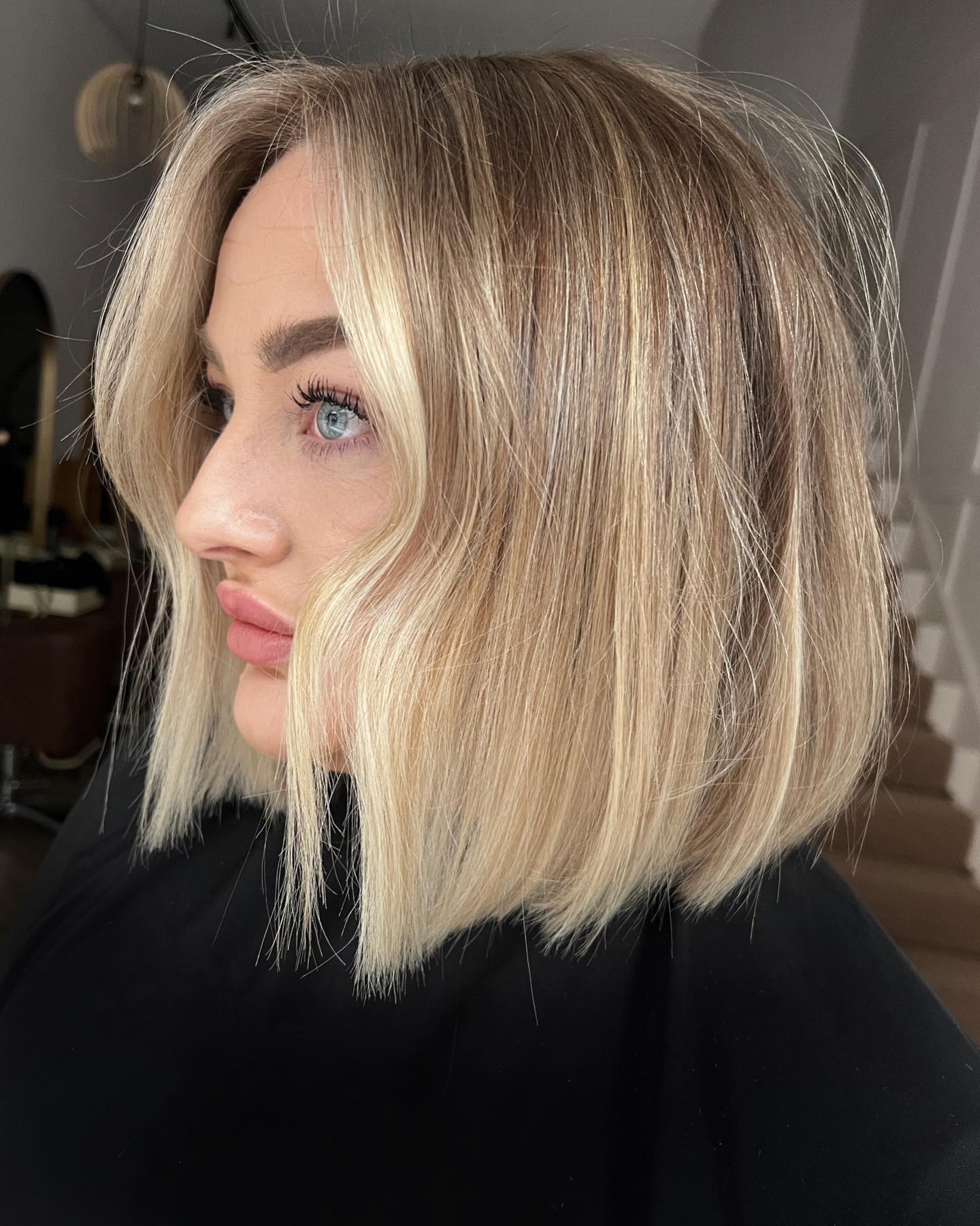 Soft Honey Blonde Bob With Subtle Waves