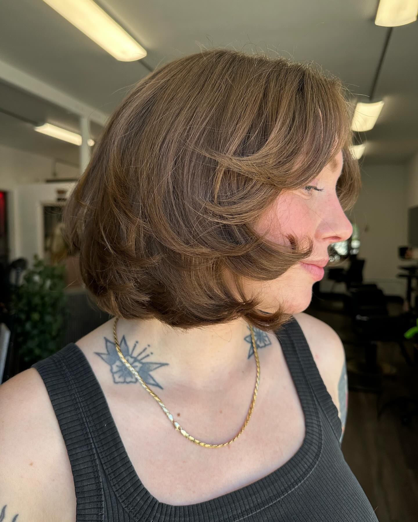 Soft Layered Bob With Feathered Curtain Bangs