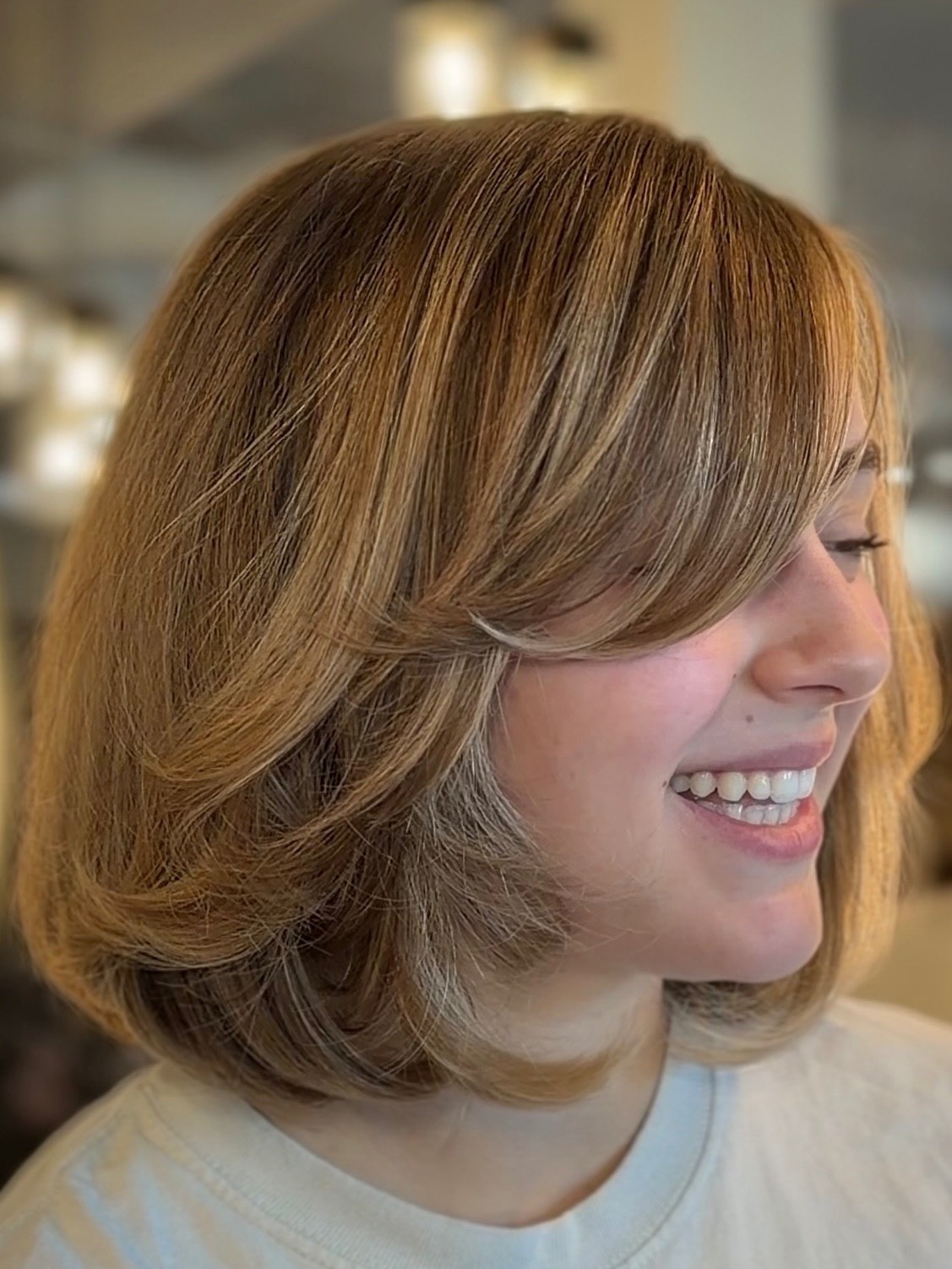 Soft Layered Bob With Wispy Curtain Bangs