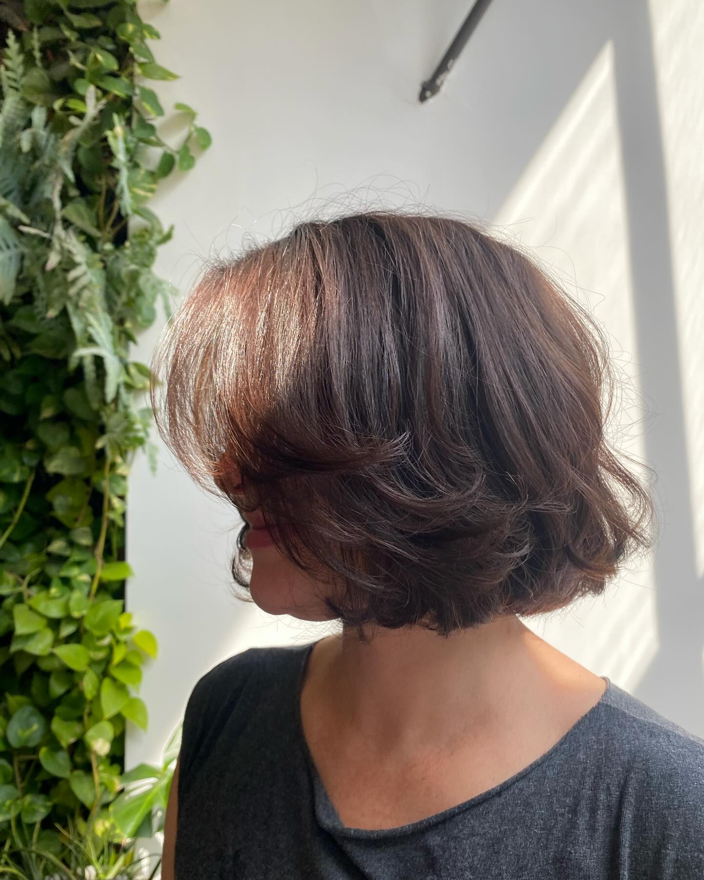 Soft Layered Chocolate Brown Chin Length Bob