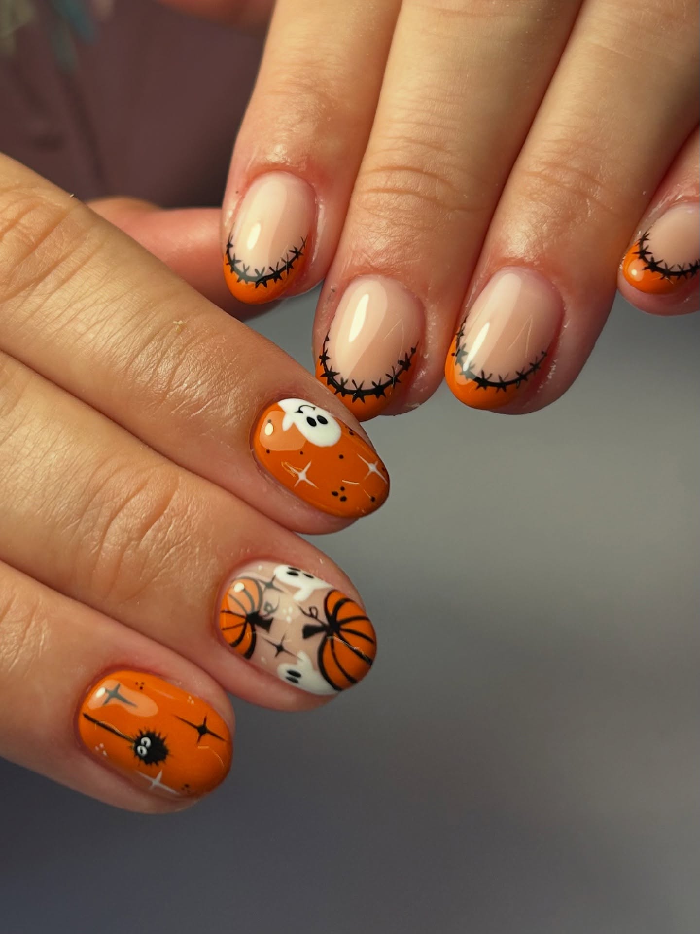 Spooky Cute Halloween French Tip Nail Art