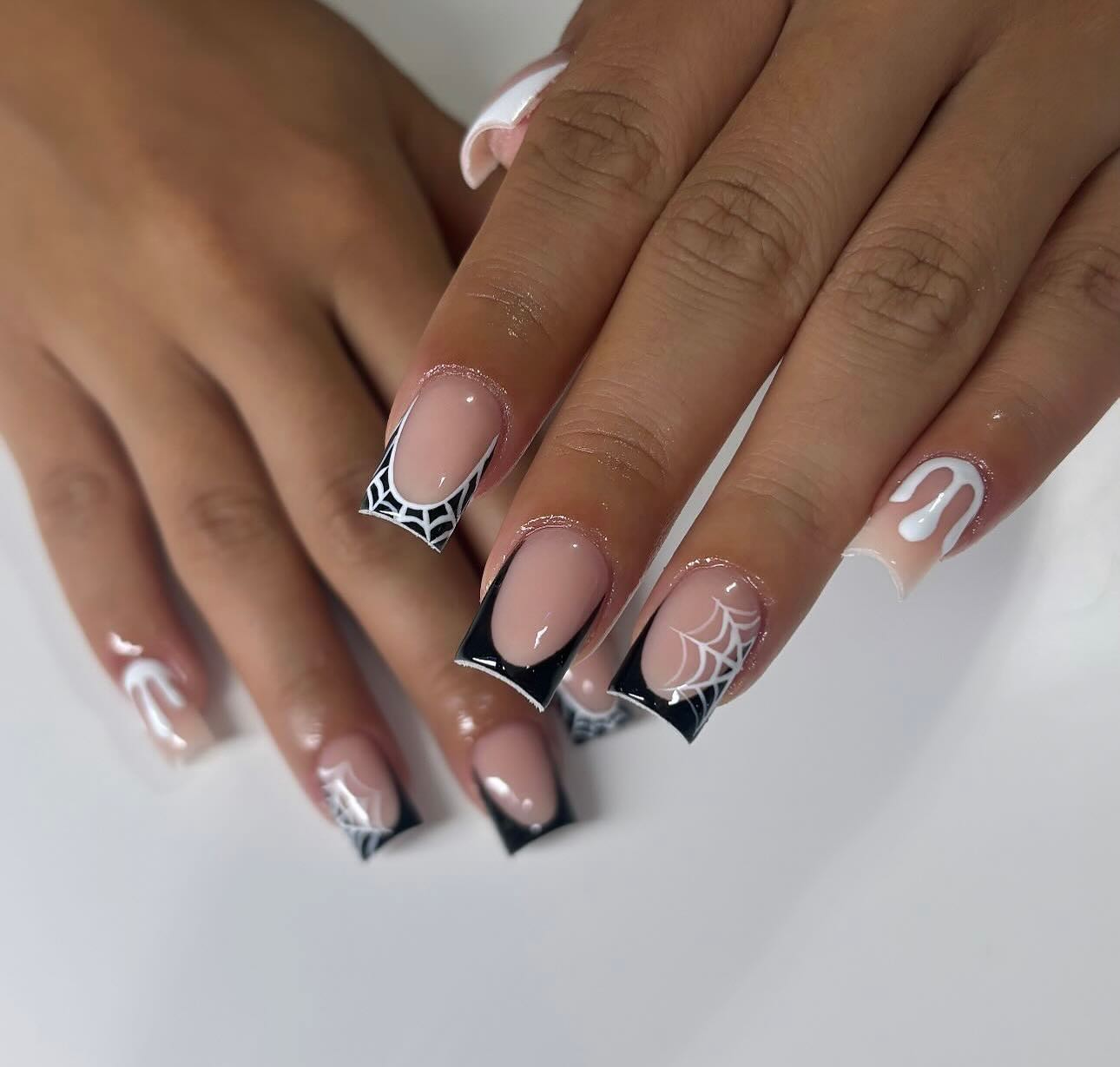 Spooky Halloween French Tip Nail Art
