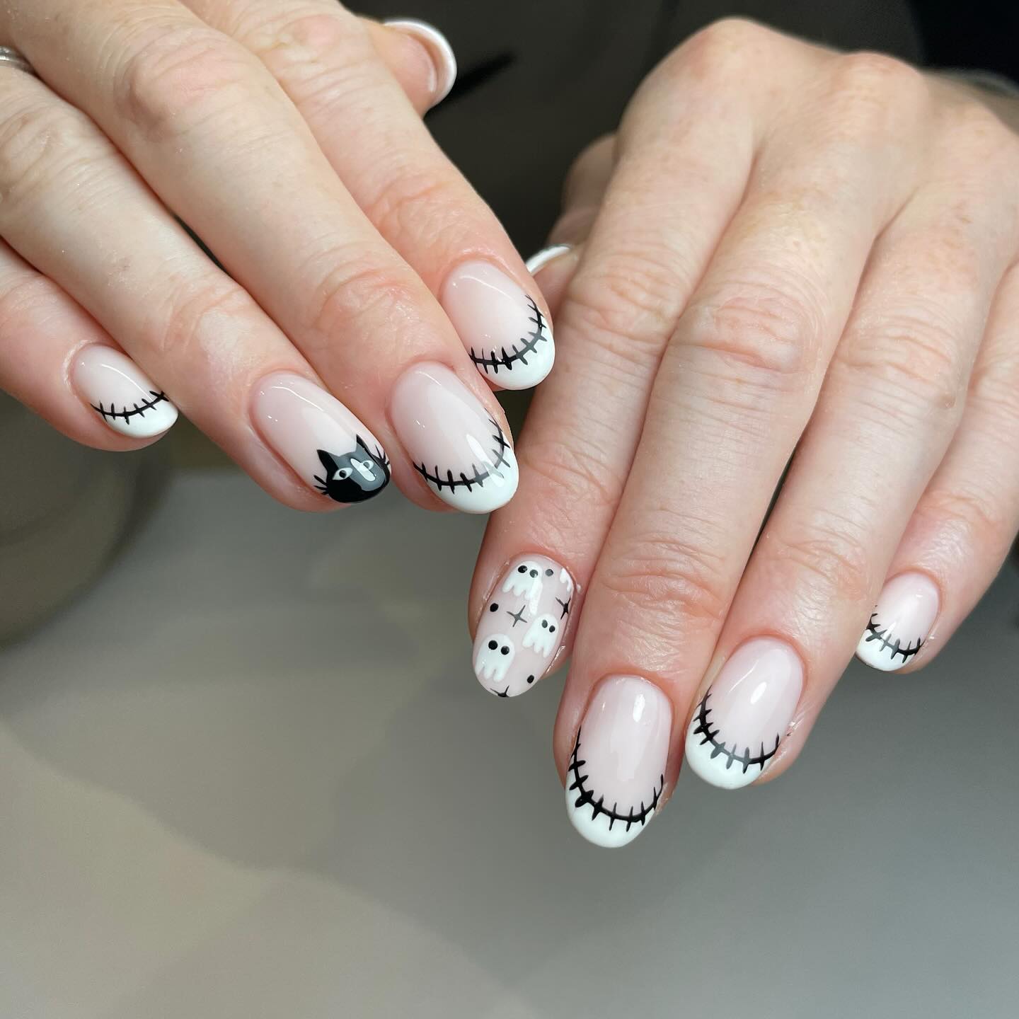 Spooky Halloween French Tip Nail Art