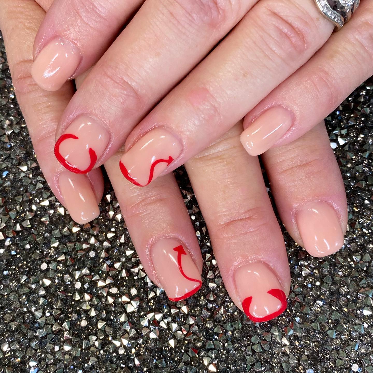 Subtle Devilish Red French Tip Halloween Nails