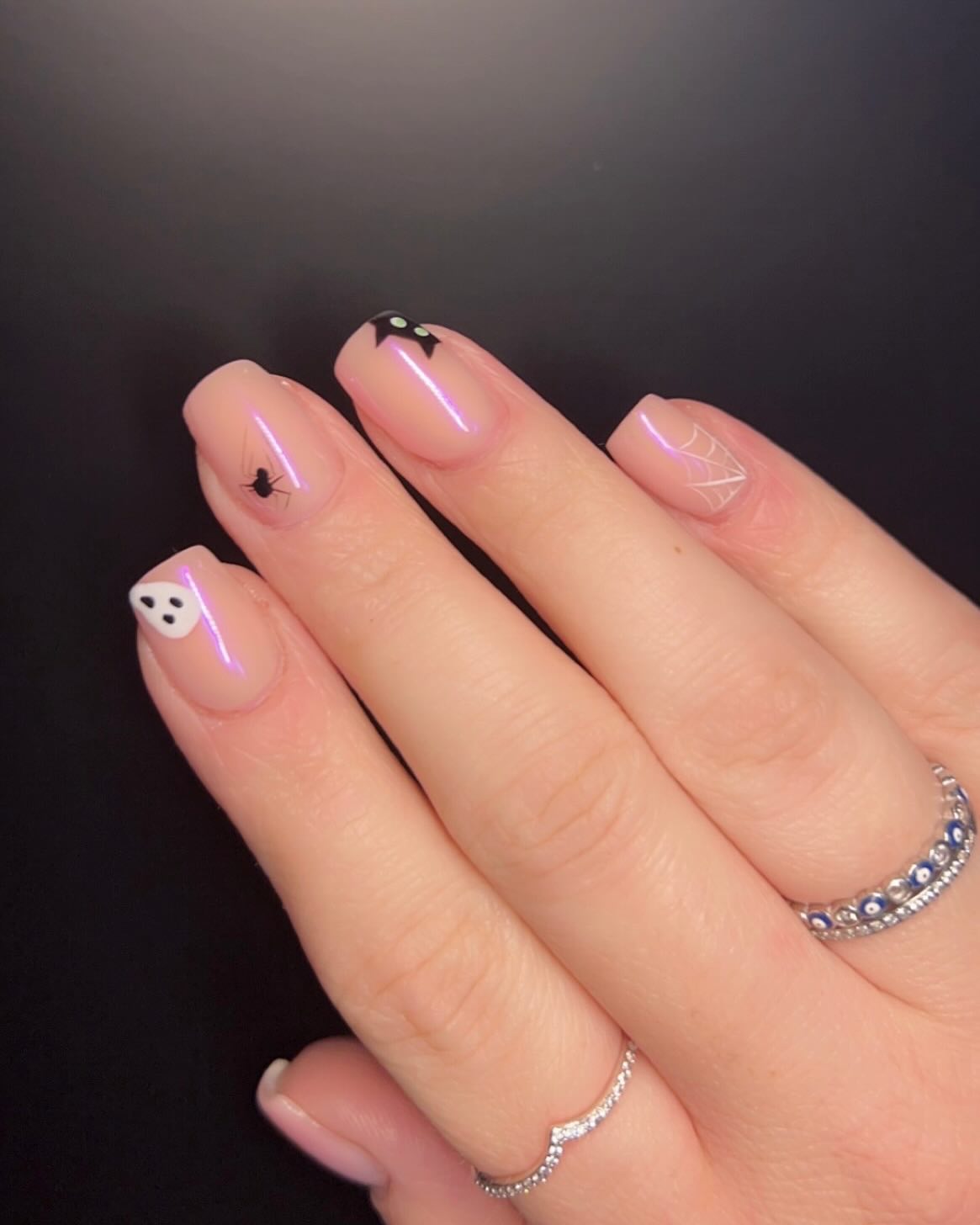 Subtle Halloween Ghost Spiderweb Bat Nails