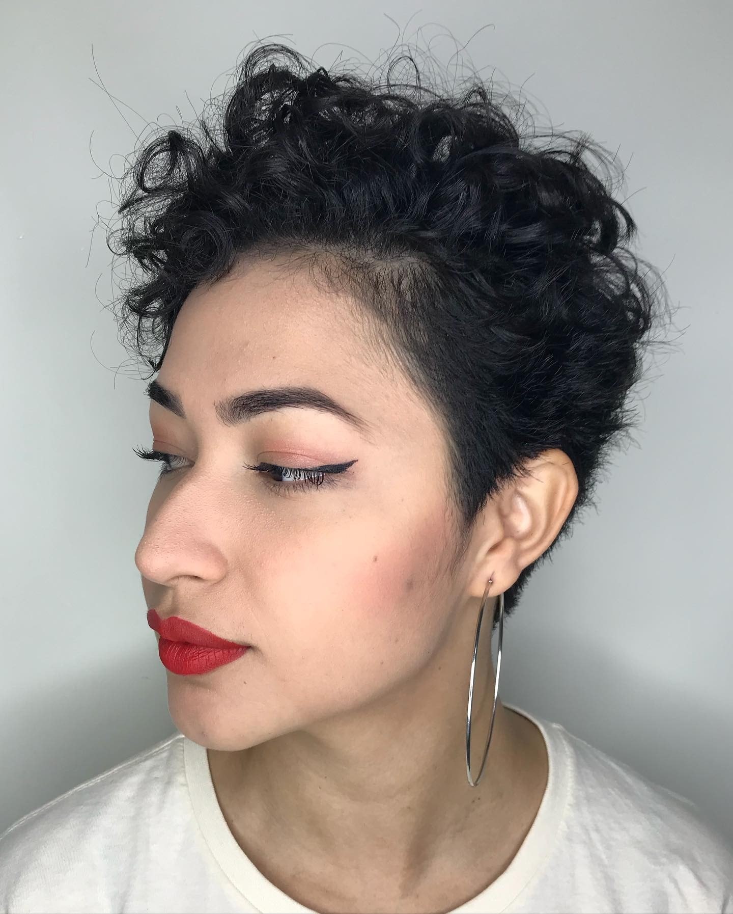 Tapered Pixie Cut For Curly Jet Black Hair