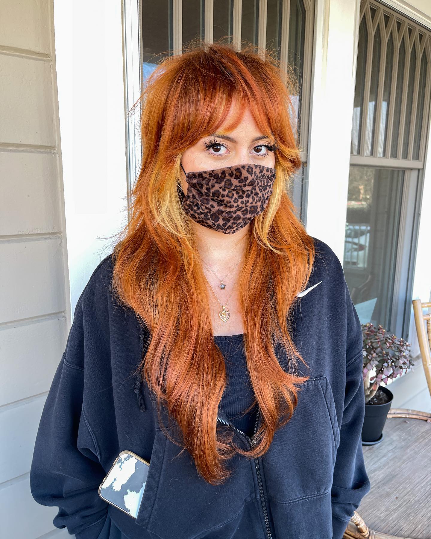 Textured Copper Shag With Bright Blonde Face Framing