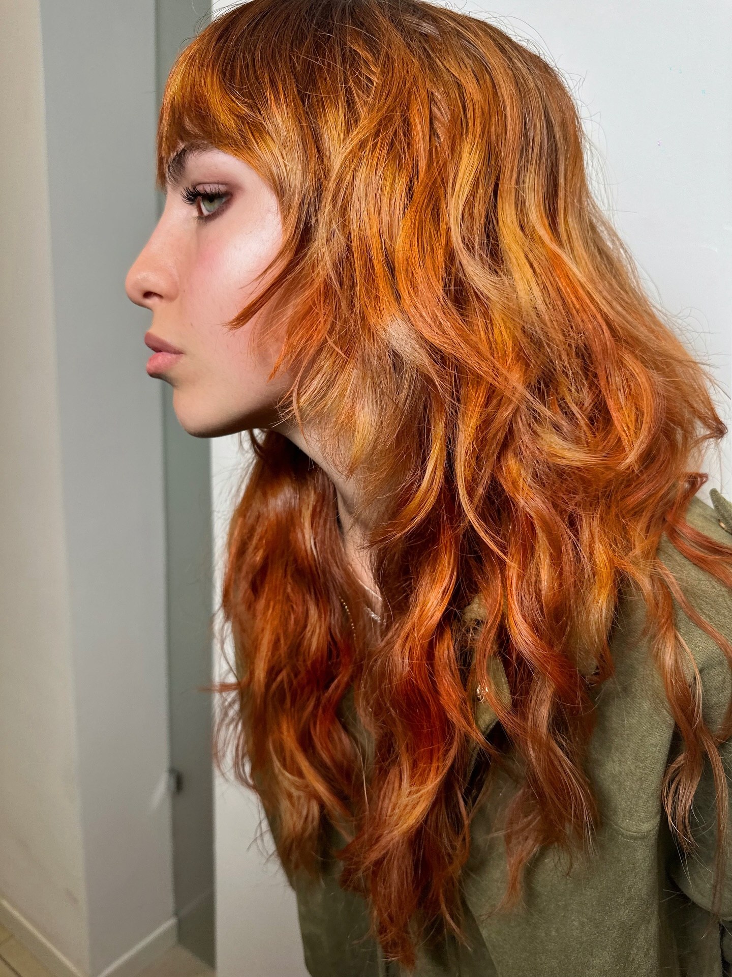 Textured Copper Shag With Wispy Bangs