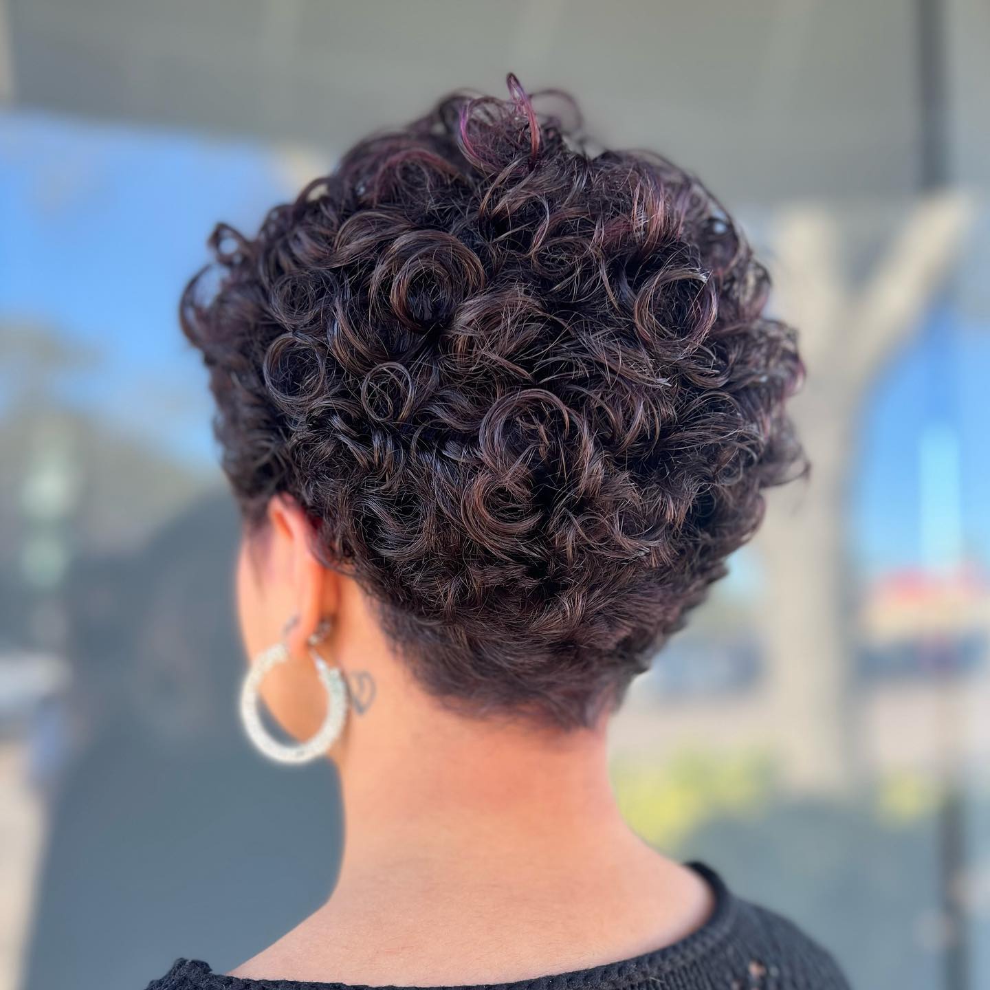 Textured Curly Pixie With Tapered Nape