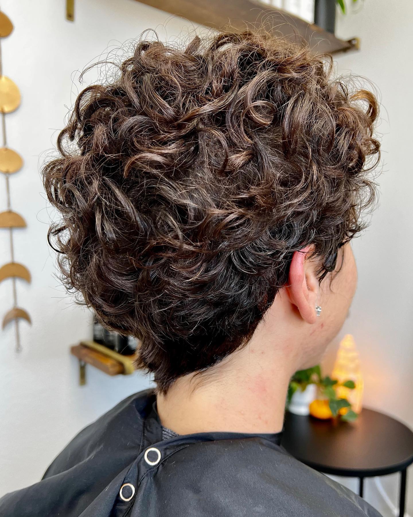 Textured Curly Pixie With Tapered Nape