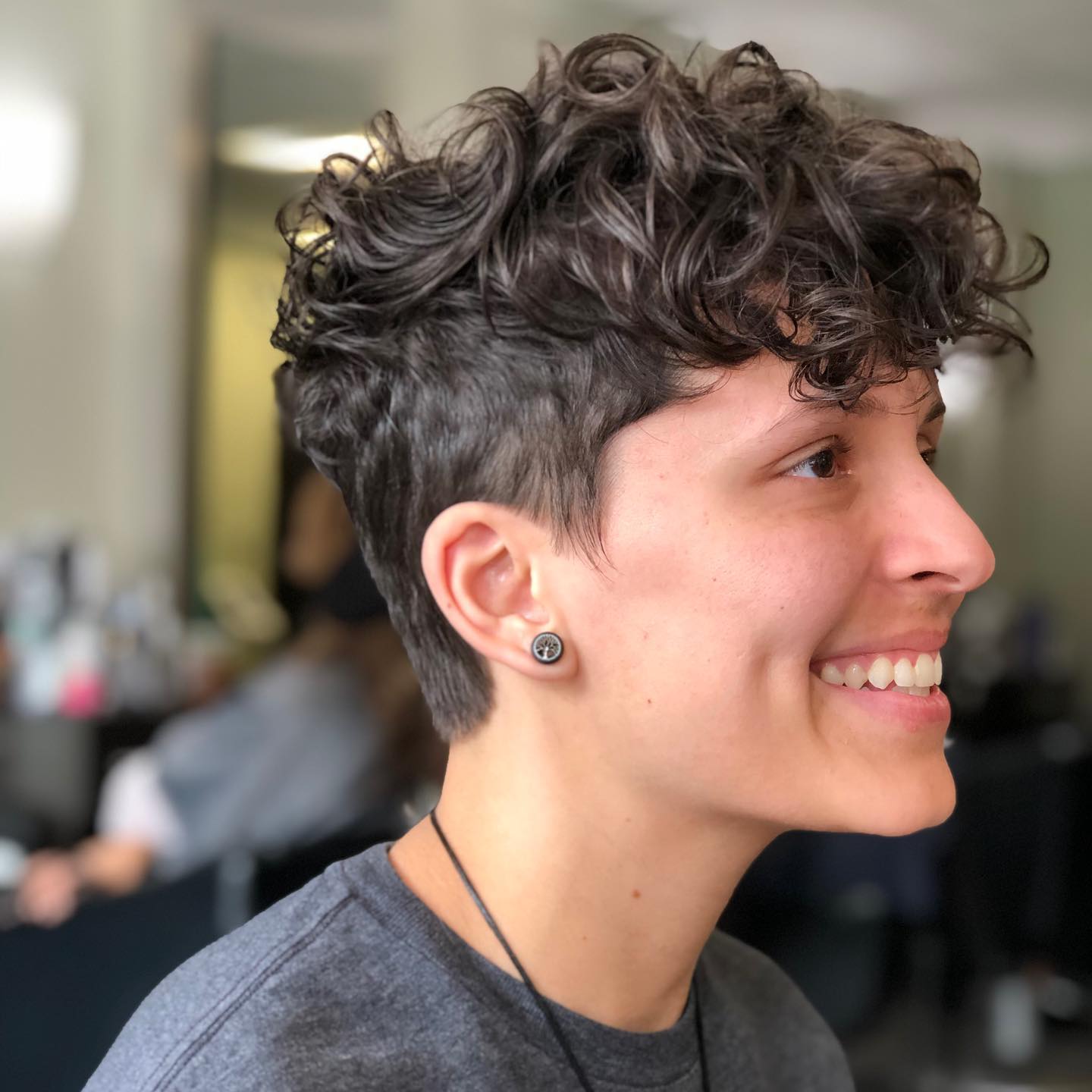 Textured Curly Pixie With Tapered Sides