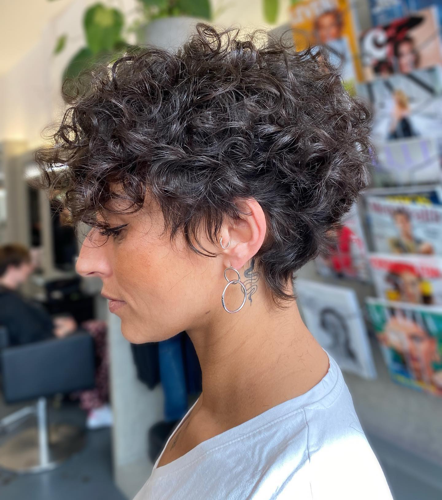 Textured Curly Pixie With Wispy Face Framing