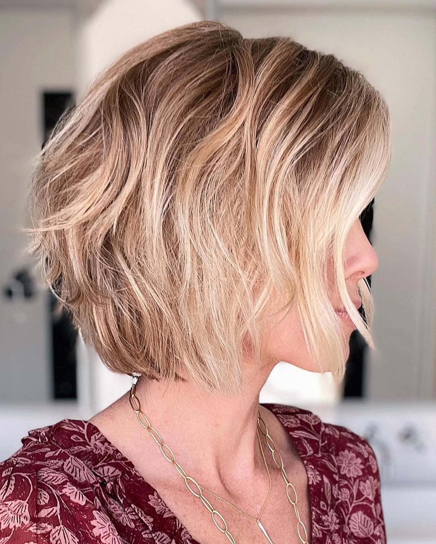 Textured Layered Bob For Thinning Hair
