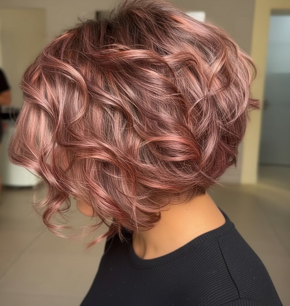 Textured Rose Gold Bob For Added Volume