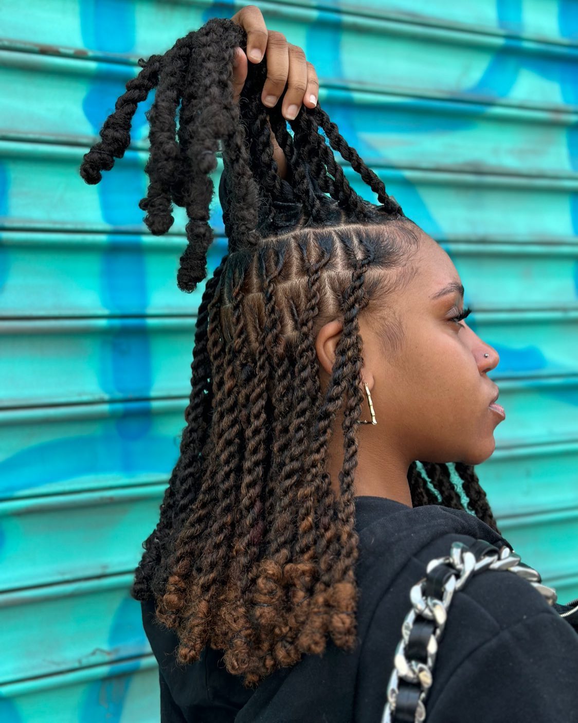 Textured Twists With Honey Blonde Ends