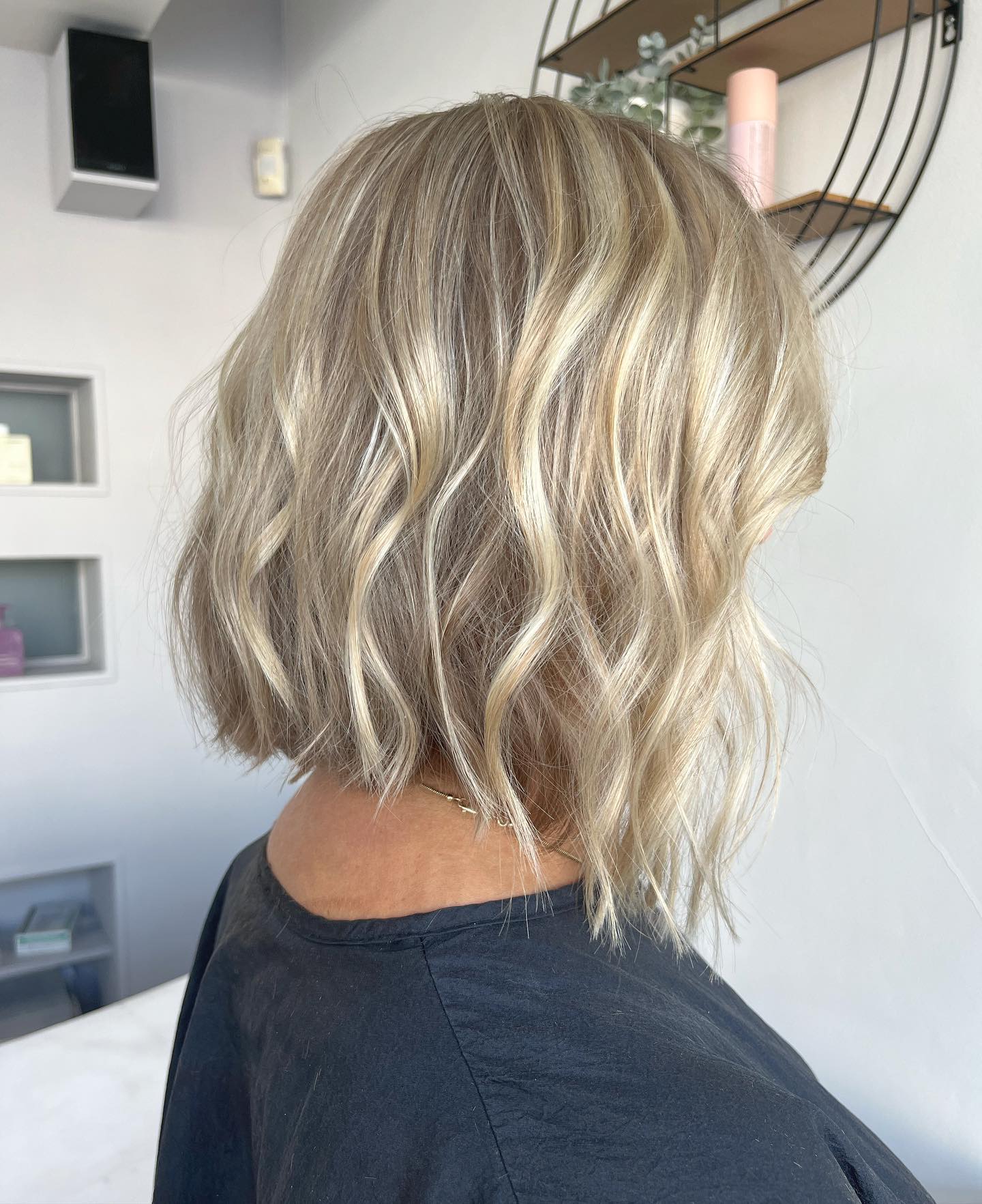 Tousled Blonde Bob With Textured Waves