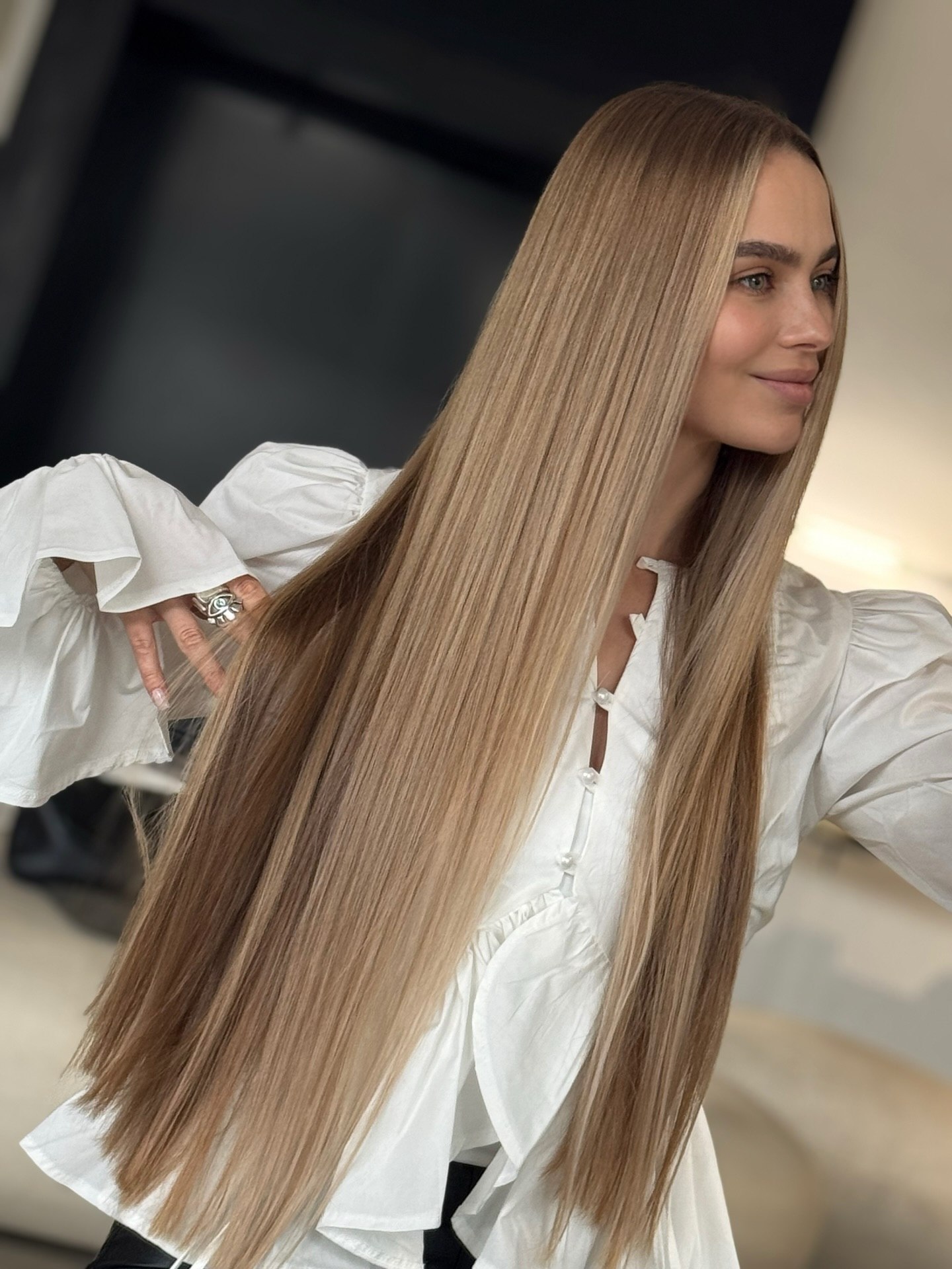 Ultra Sleek Waist Length Honey Blonde Hair