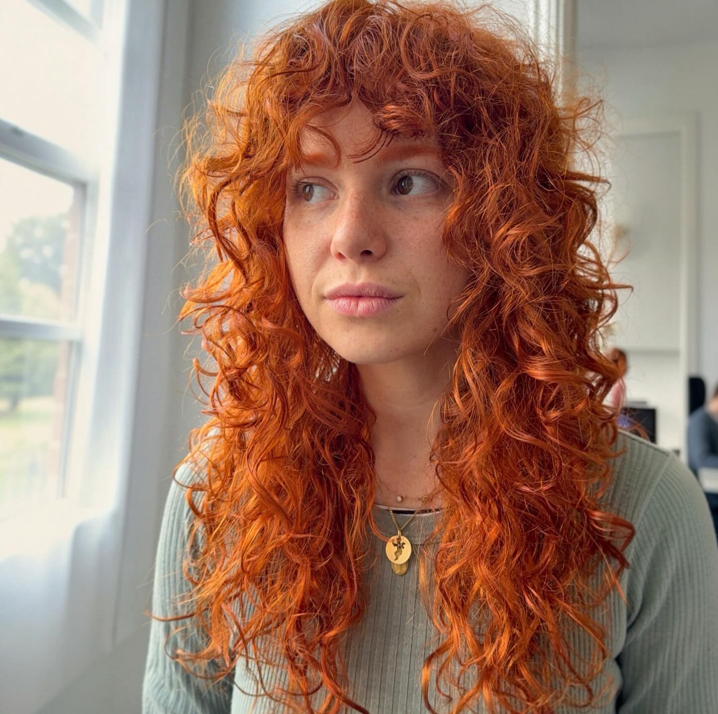 Vibrant Copper Shag With Natural Curls