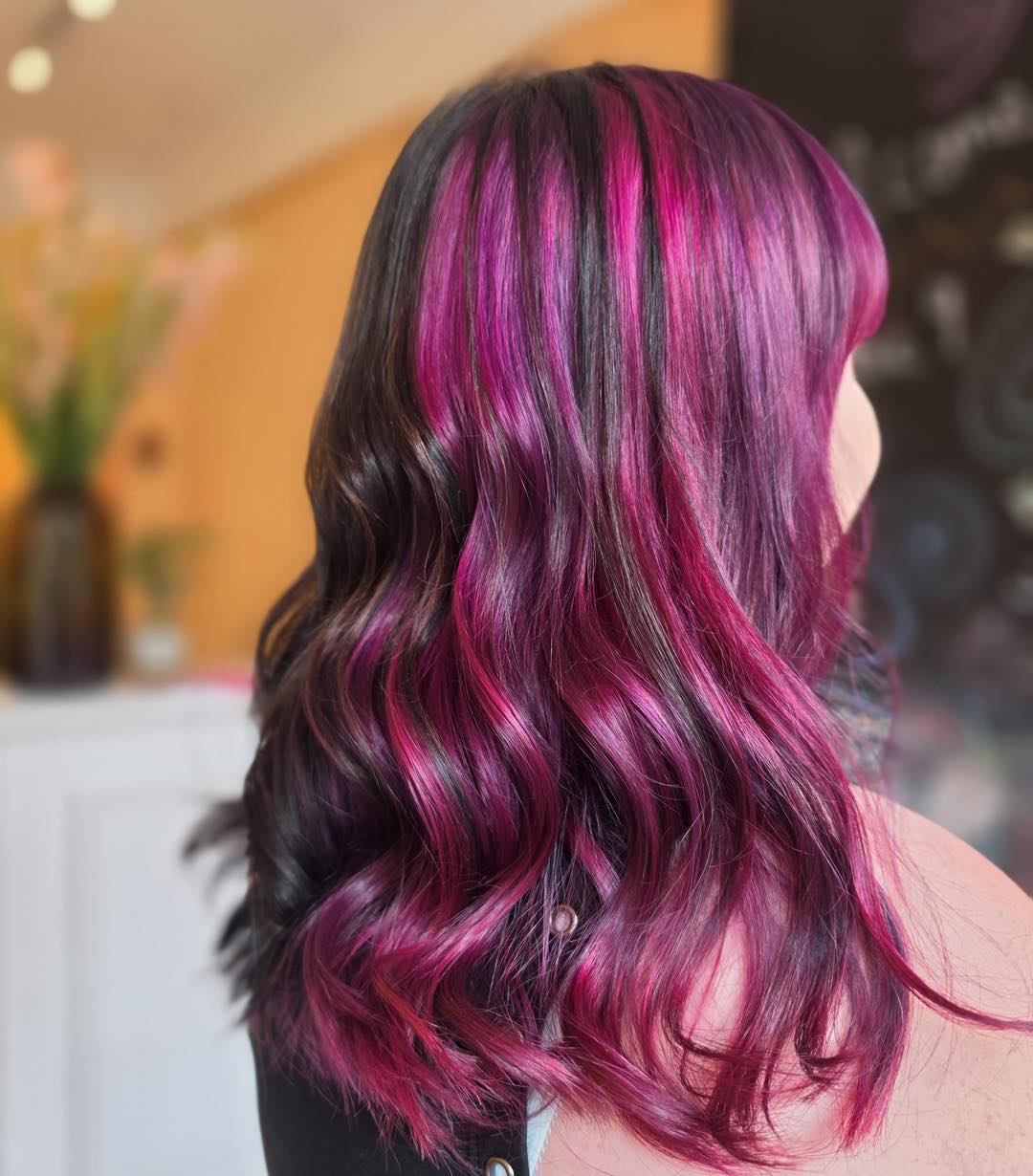 Vibrant Magenta Streaks On Dark Cherry Base
