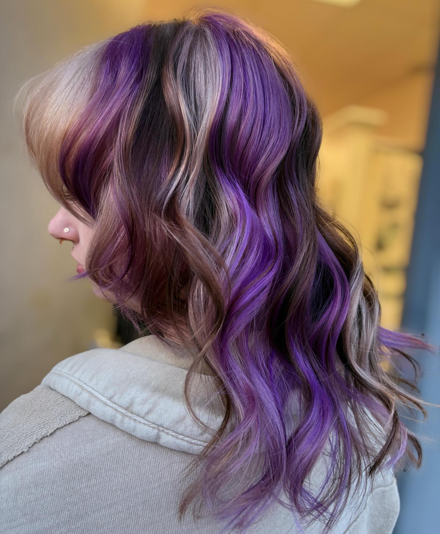 Vibrant Purple Peekaboo Layers On Mushroom Brown Base