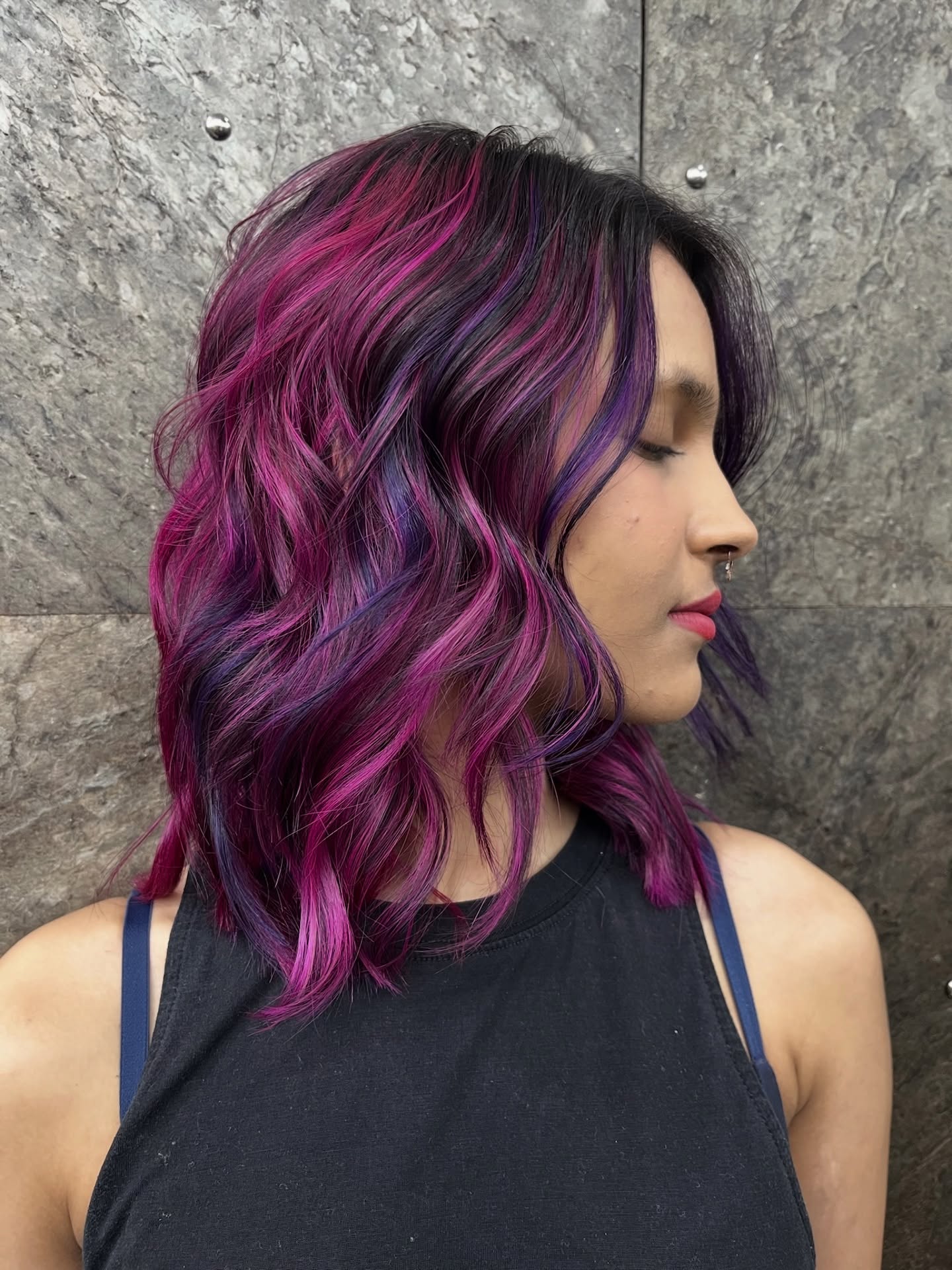 Vivid Magenta and Violet Peekaboo Highlights