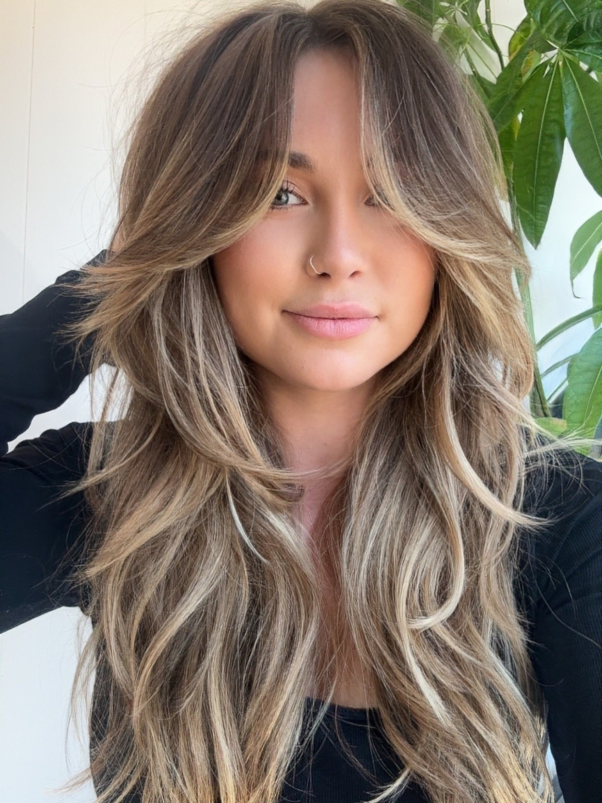 Volume Boosted Layers With Soft Curtain Bangs