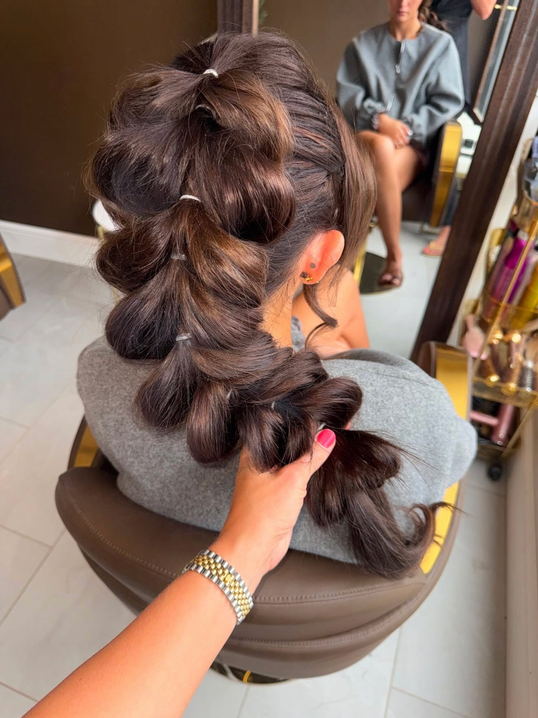 Voluminous Bubble Braid With Deep Chocolate Hues