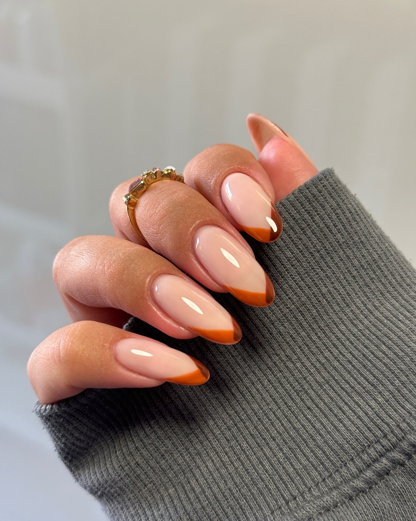 Warm Autumn French Almond Nails