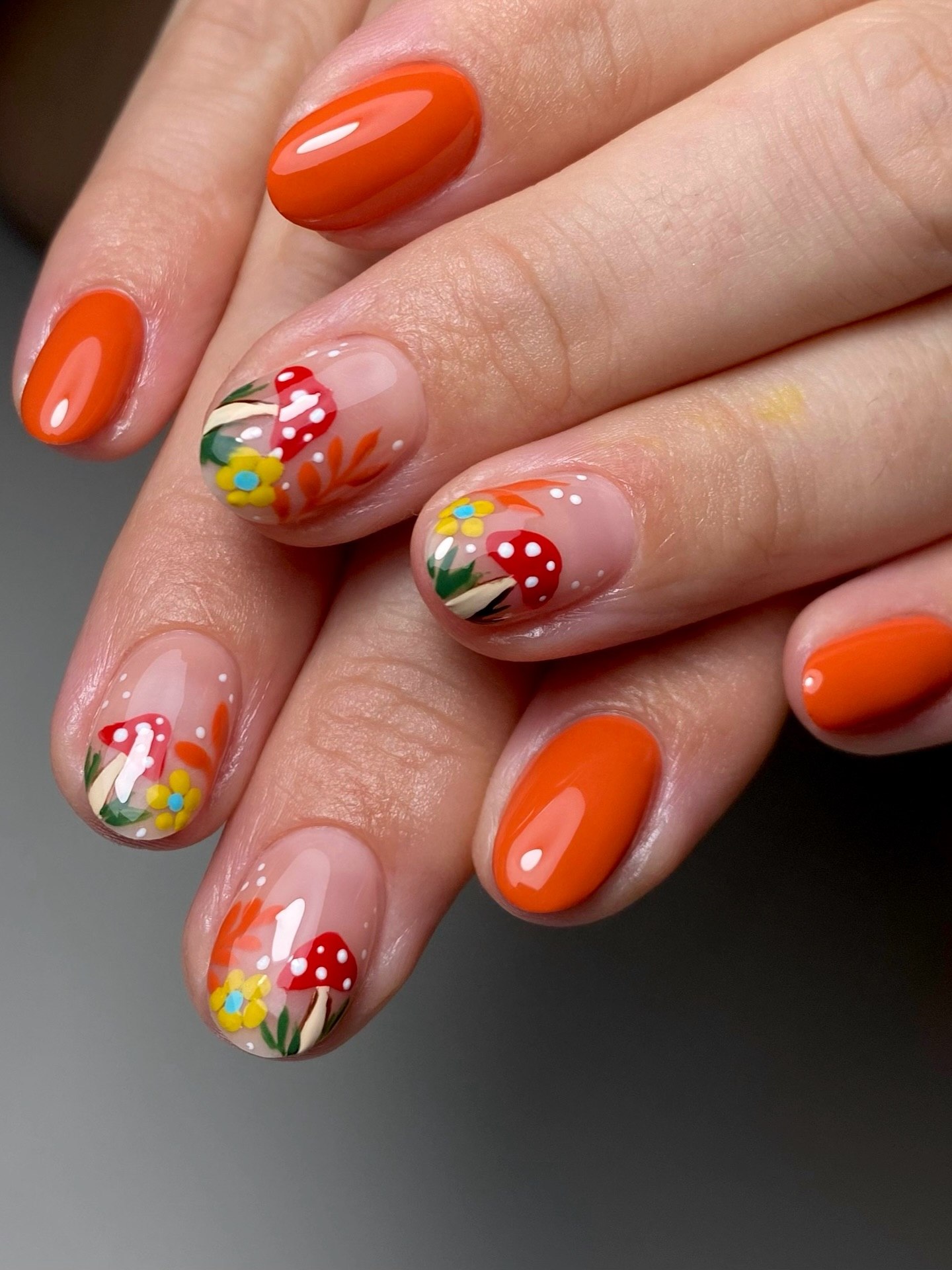 Whimsical Mushroom & Leaf Fall Nails