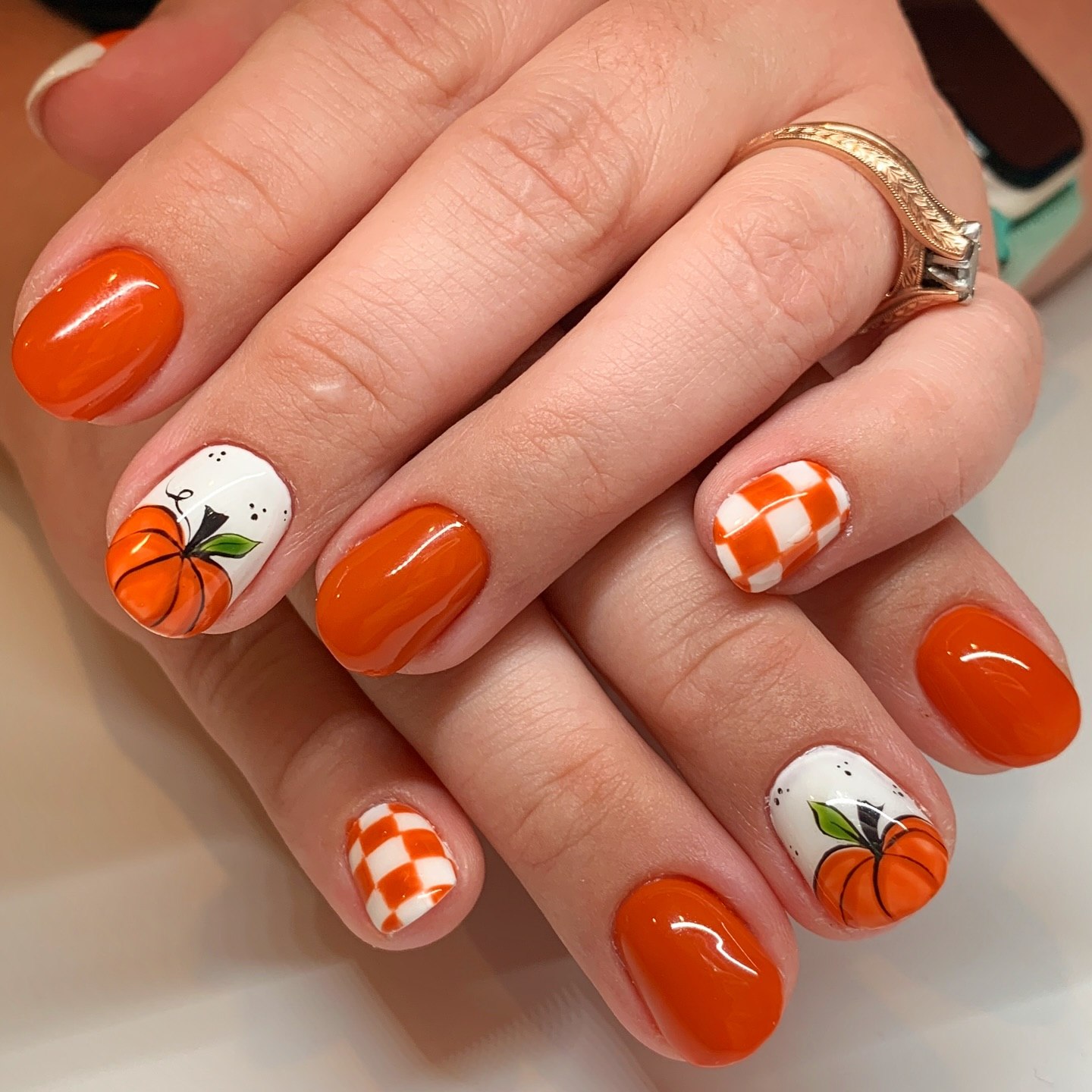 Whimsical Pumpkin Patch Oval Nails