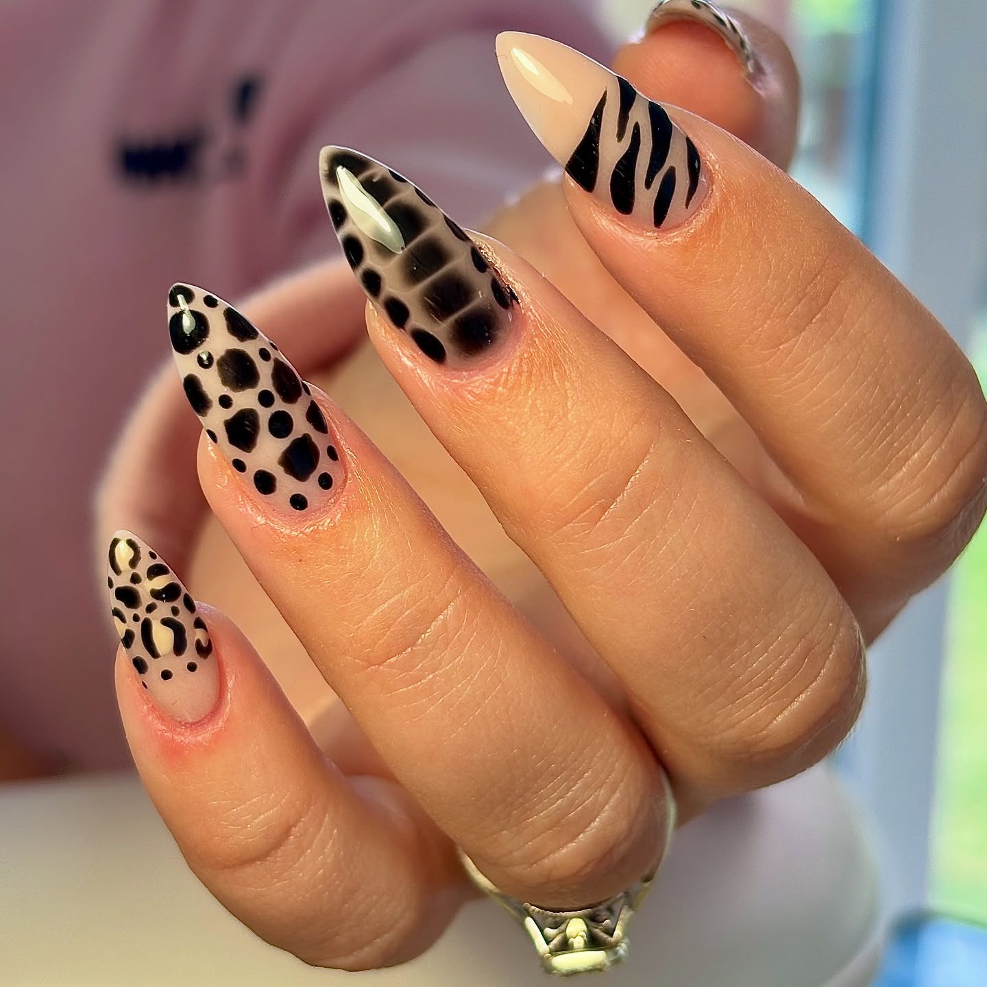 Wild Animal Print Almond Nails