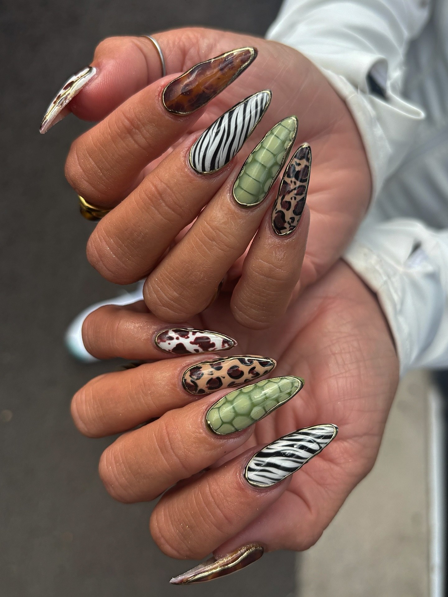 Wild Child Mixed Animal Print Stiletto Nails