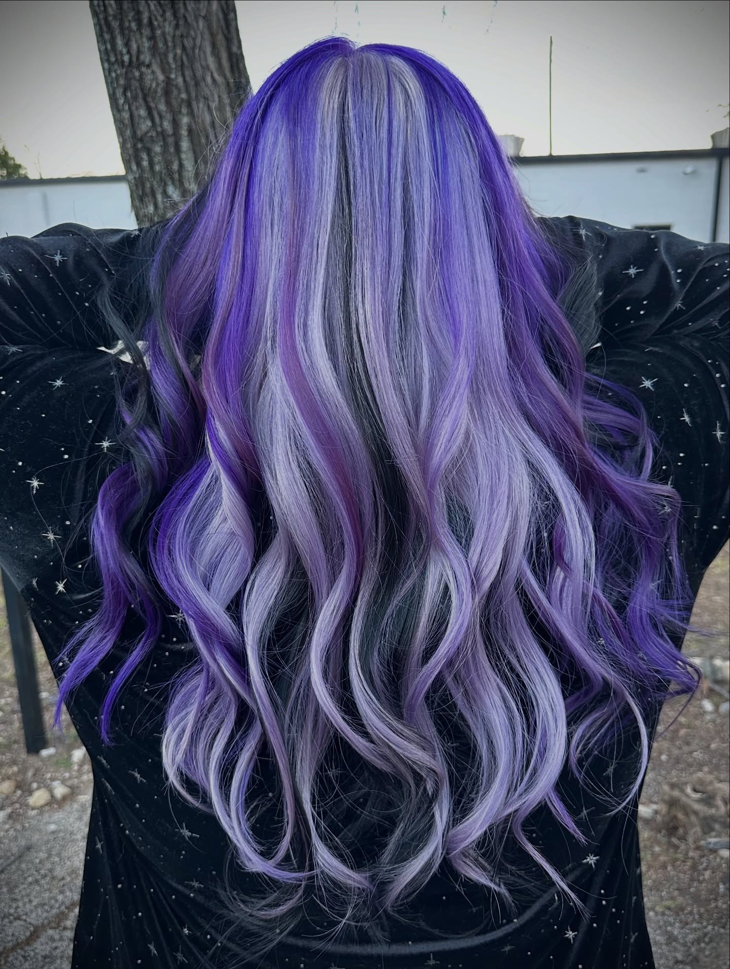 Amethyst & Lilac Streaked Long Layered Waves