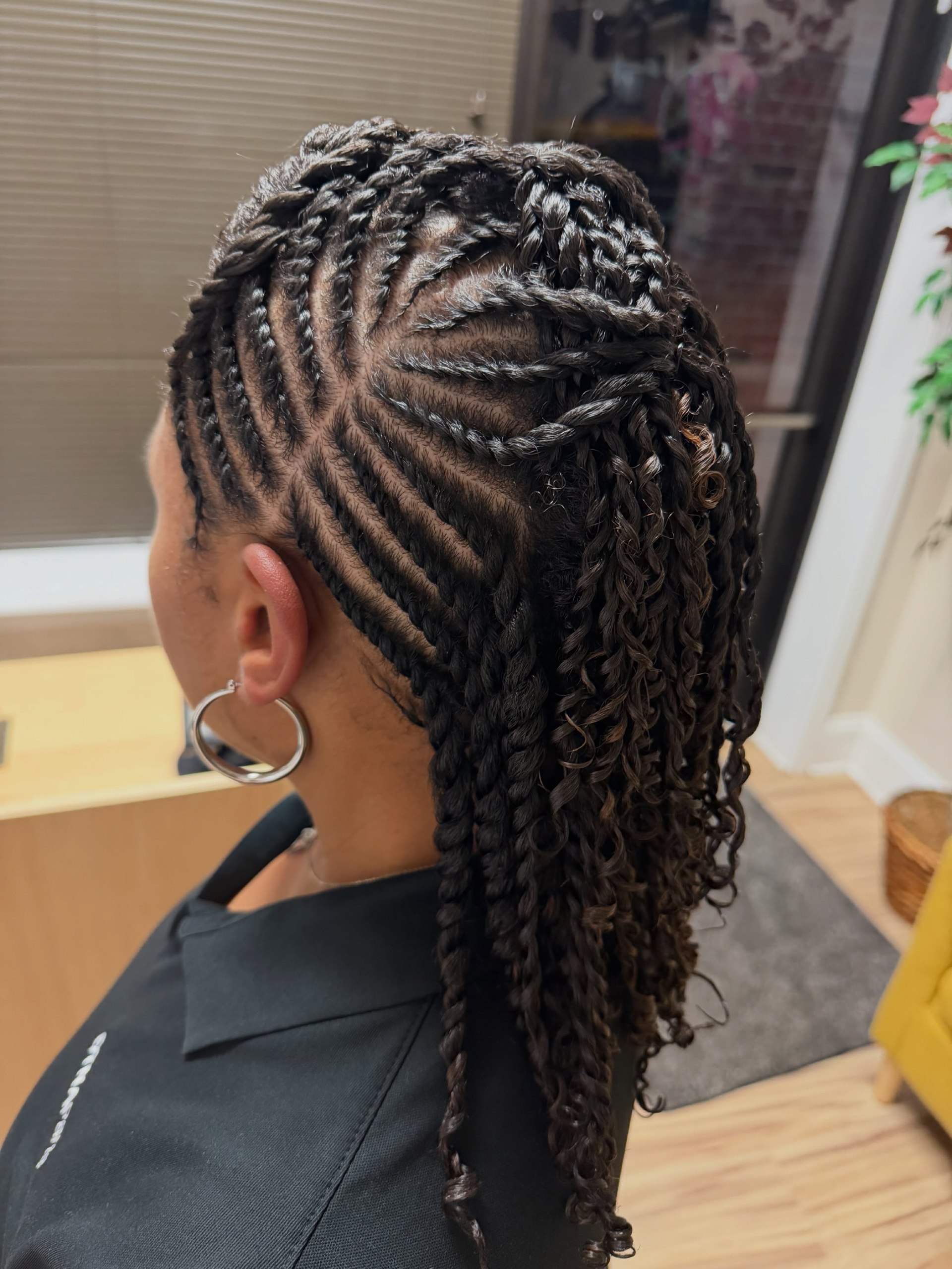 Artistic Side Flat Twists With Curly Ends