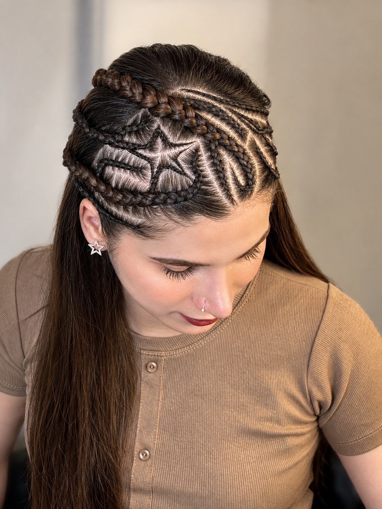 Artistic Star Pattern Cornrow Braids