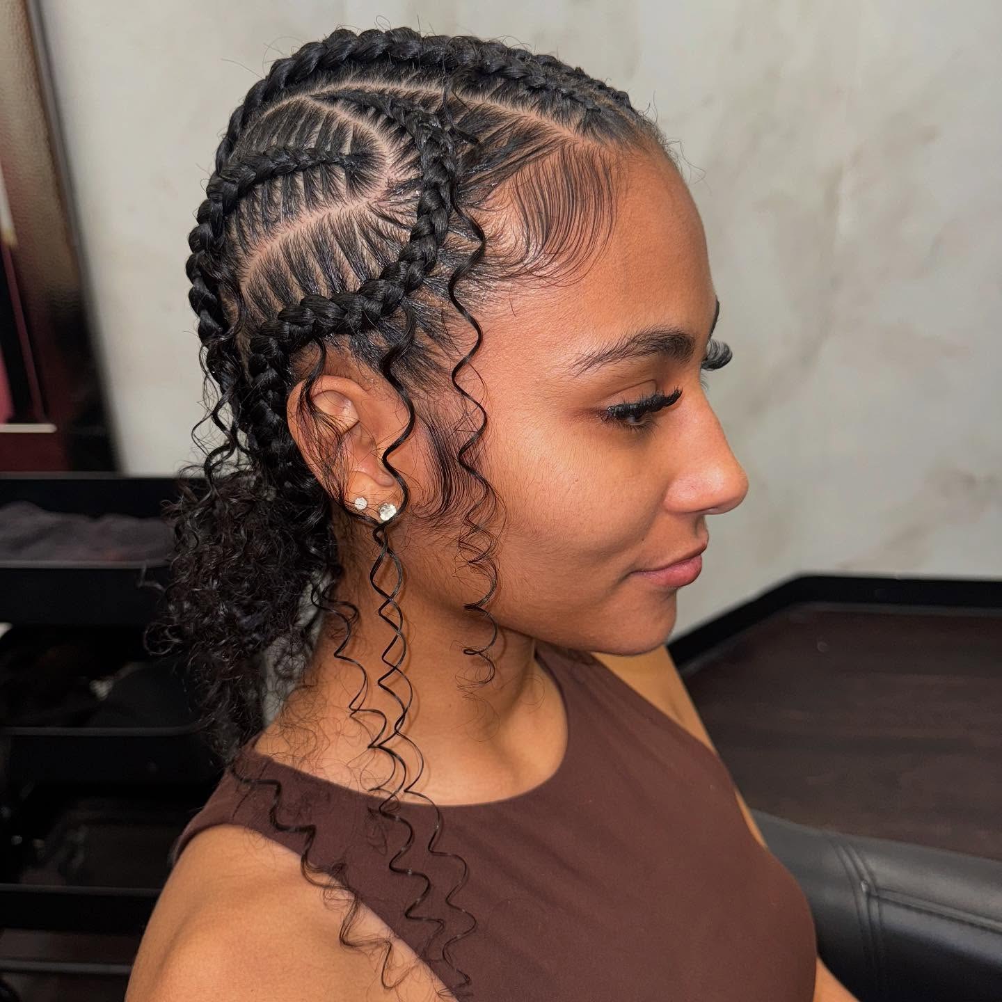 Artistic Stitch Braids With Curly Tendrils