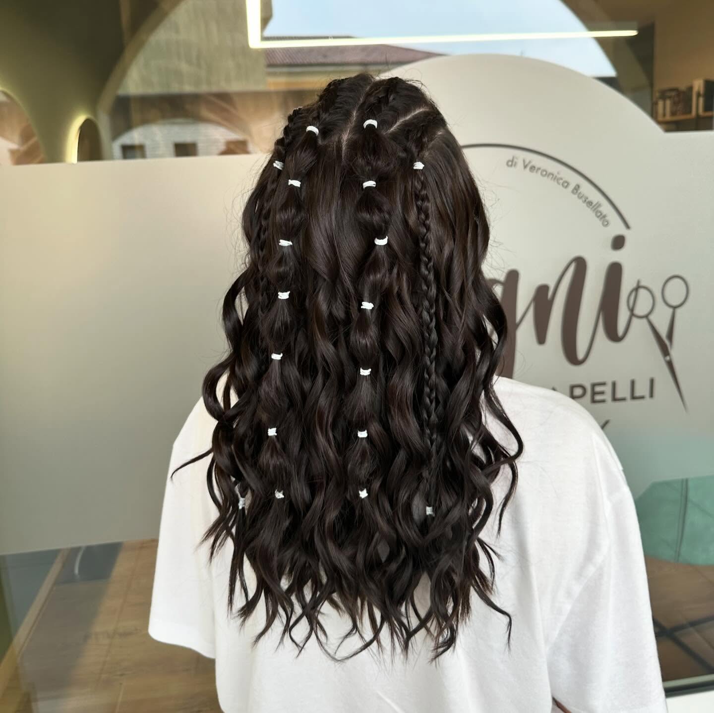 Boho Braided Half Up Style With White Elastics