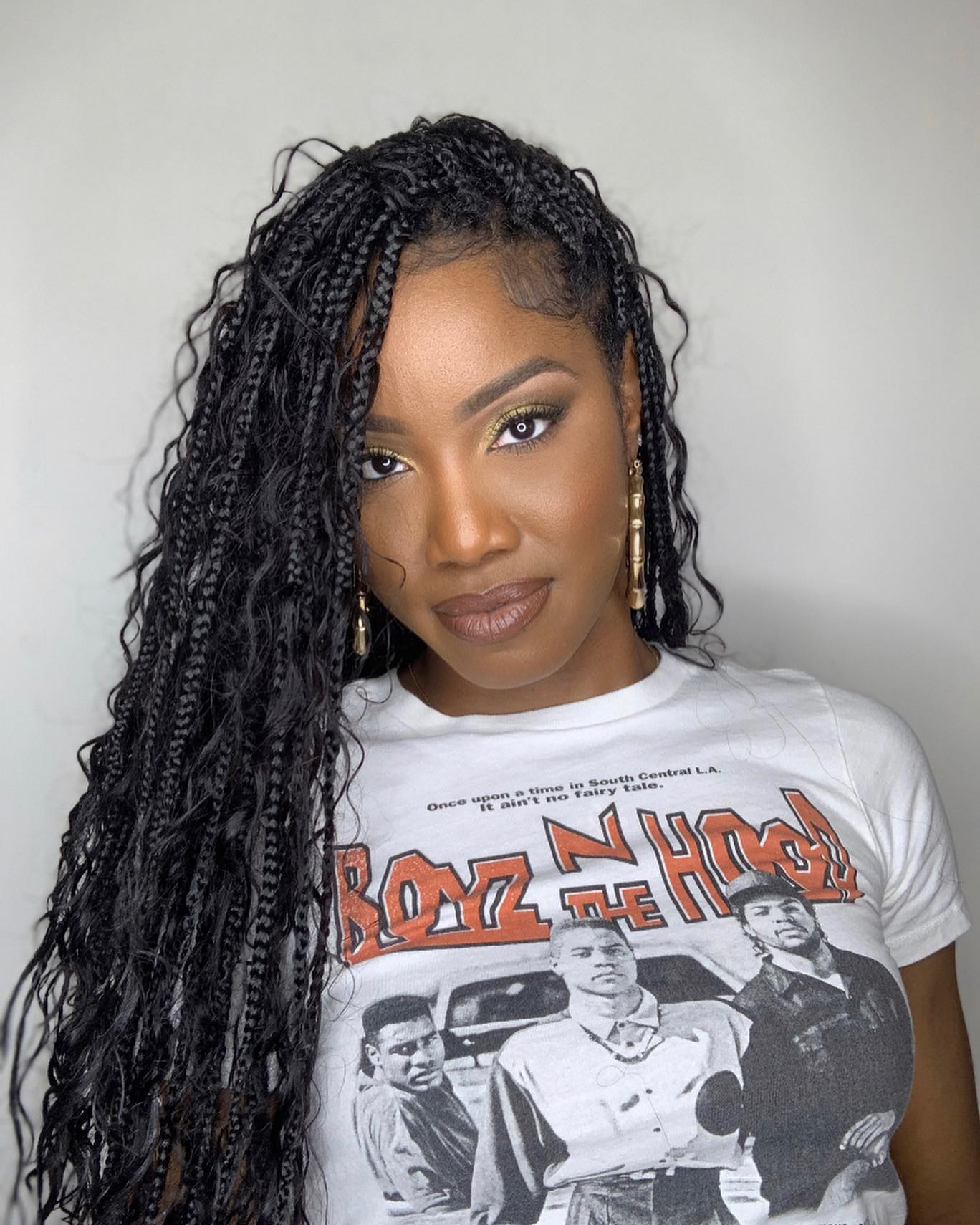 Boho Knotless Braids With Curly Ends