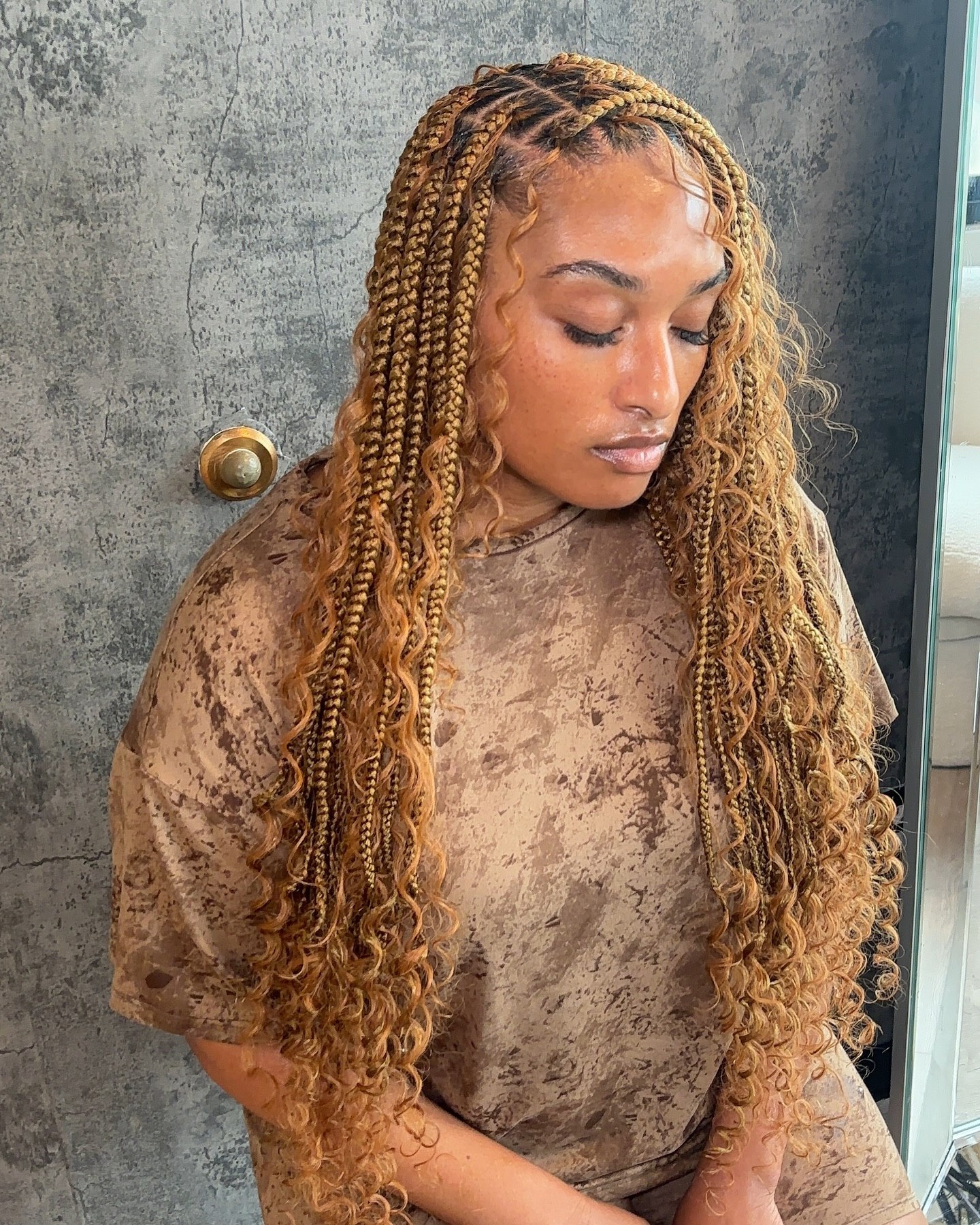 Boho Knotless Braids With Curly Ends