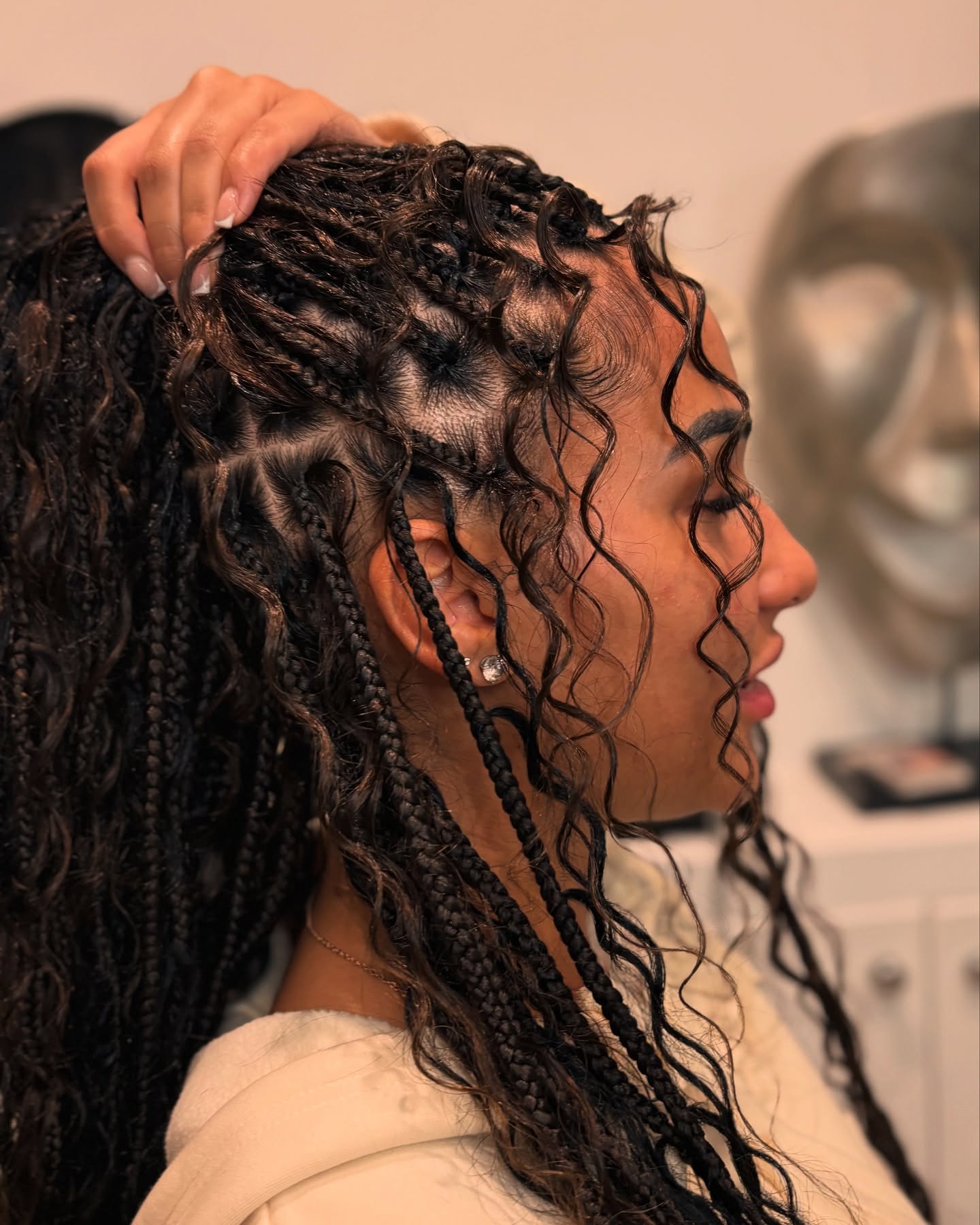 Boho Knotless Braids With Curly Ends