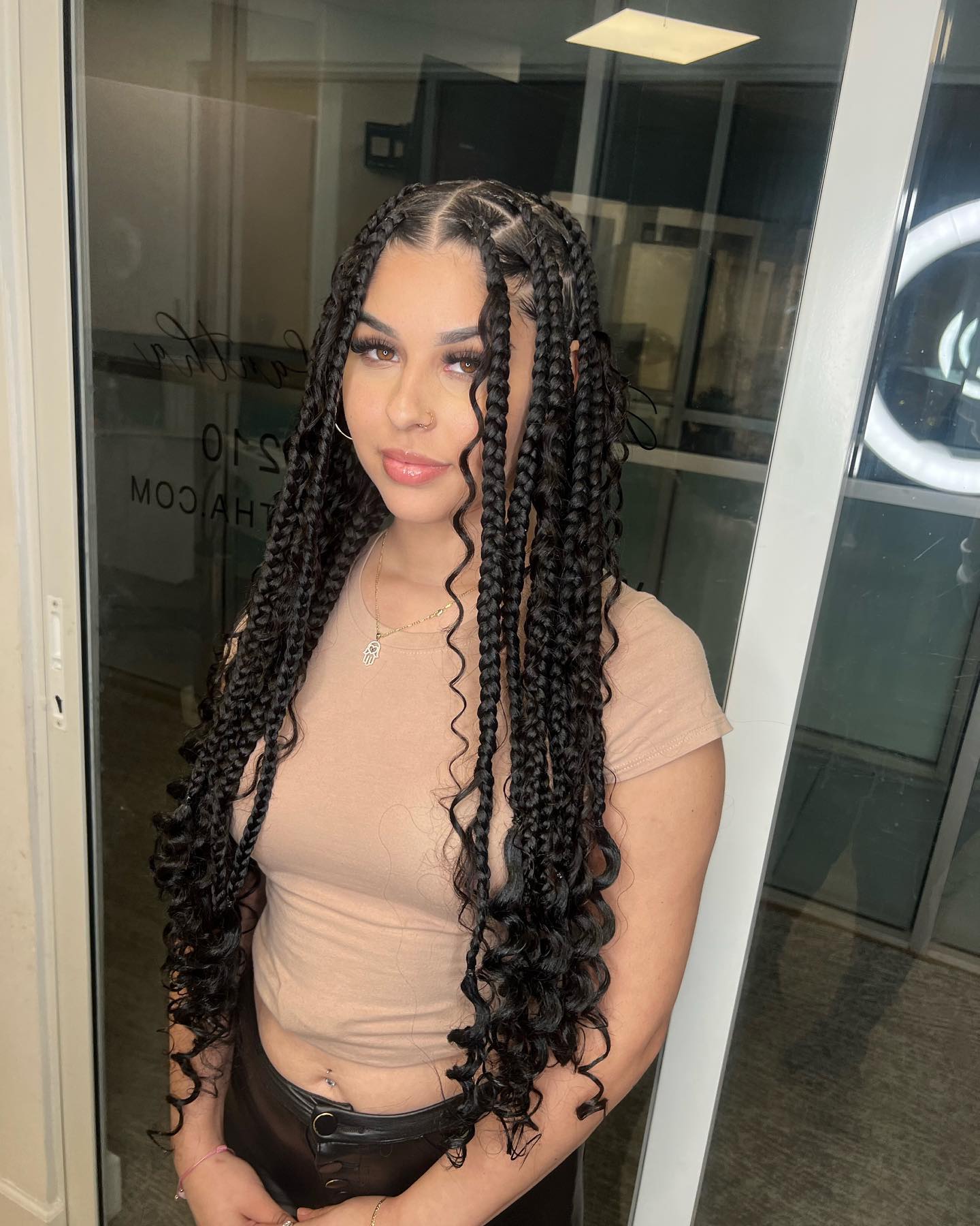 Boho Knotless Braids With Defined Curls