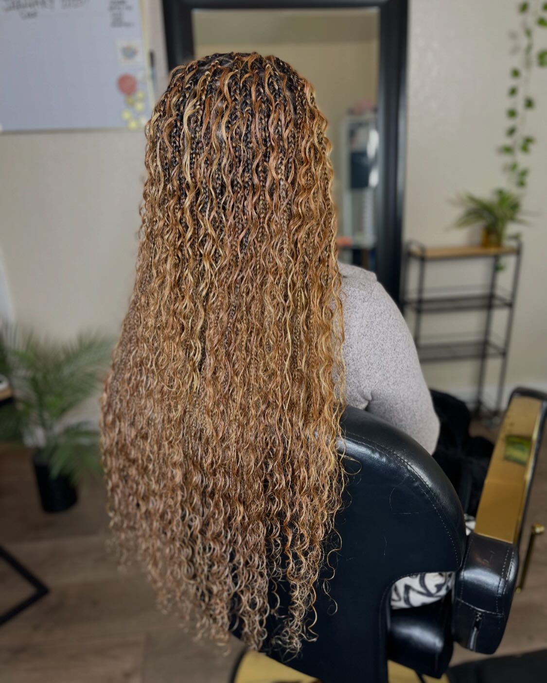 Boho Knotless Braids With Honey Blonde Curls