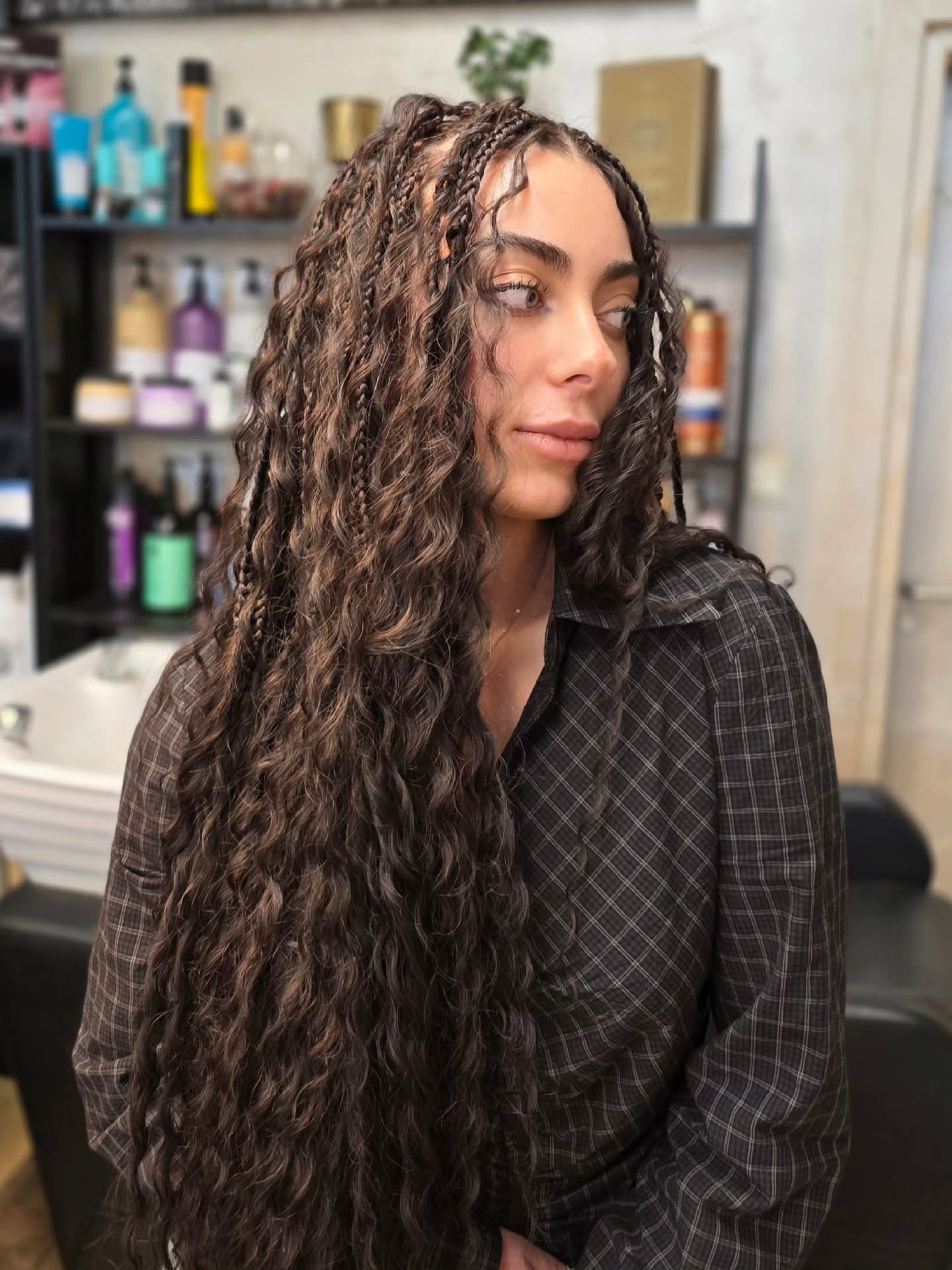 Boho Knotless Braids With Loose Curls