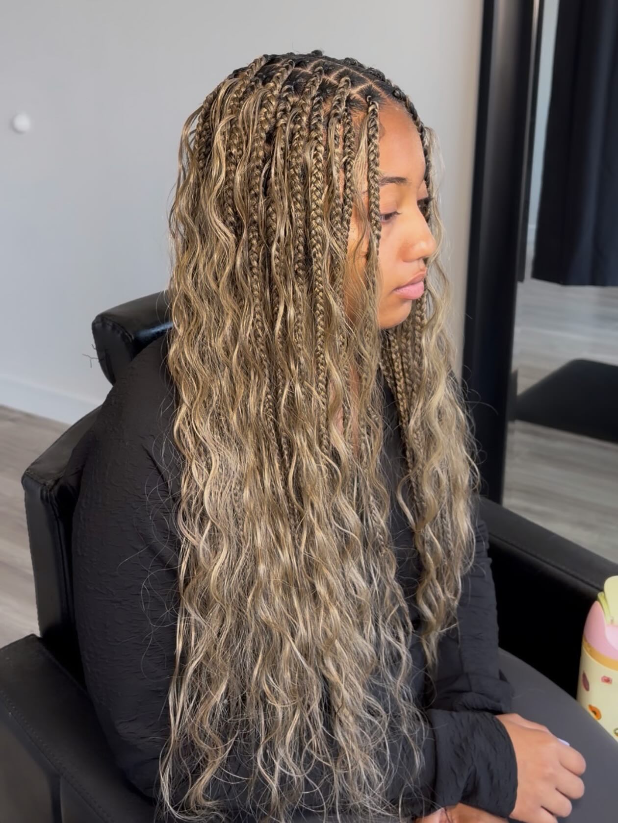 Boho Knotless Braids With Wavy Ends