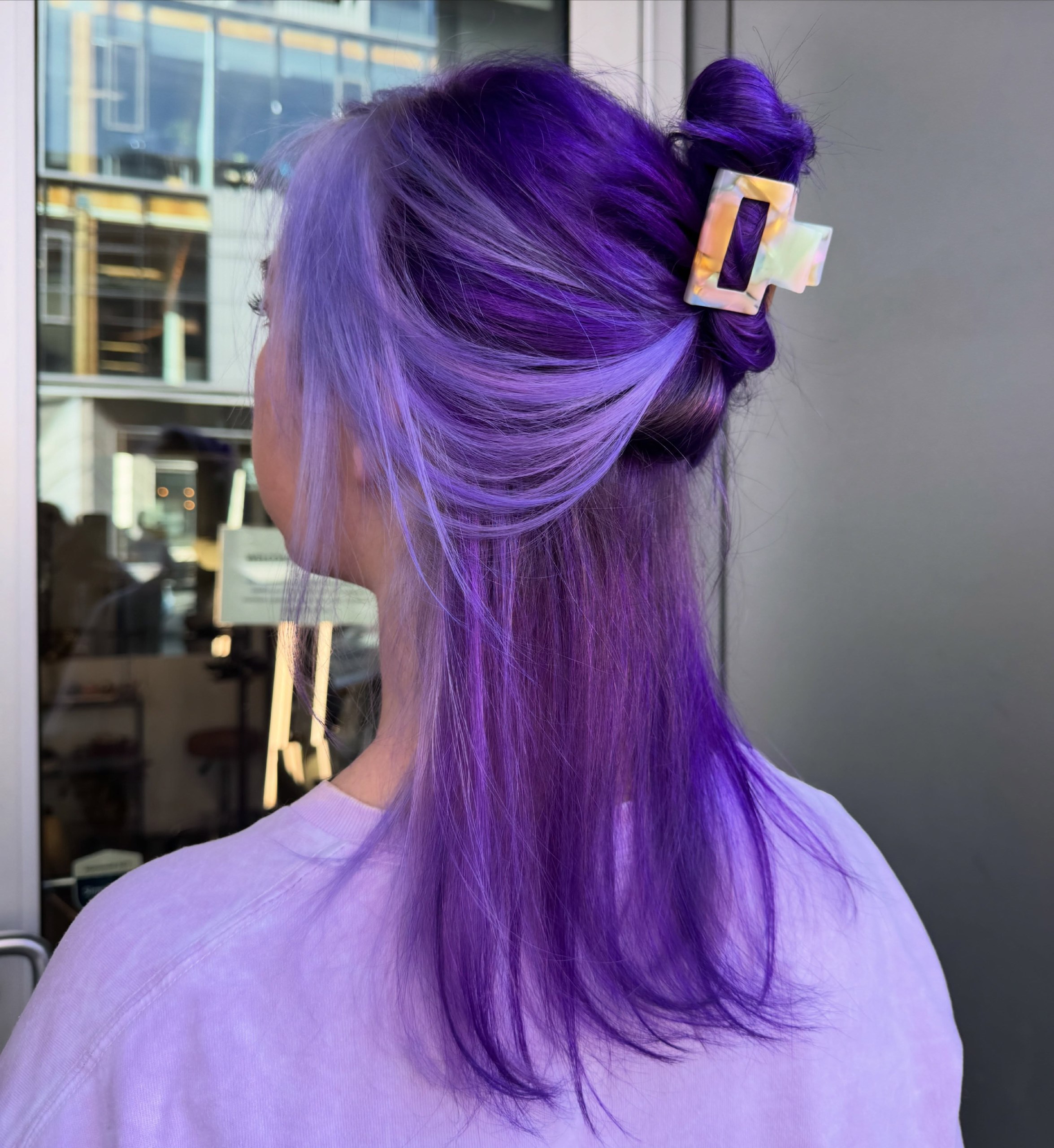 Bold Purple Ombre With Lilac Face-Framing Pieces
