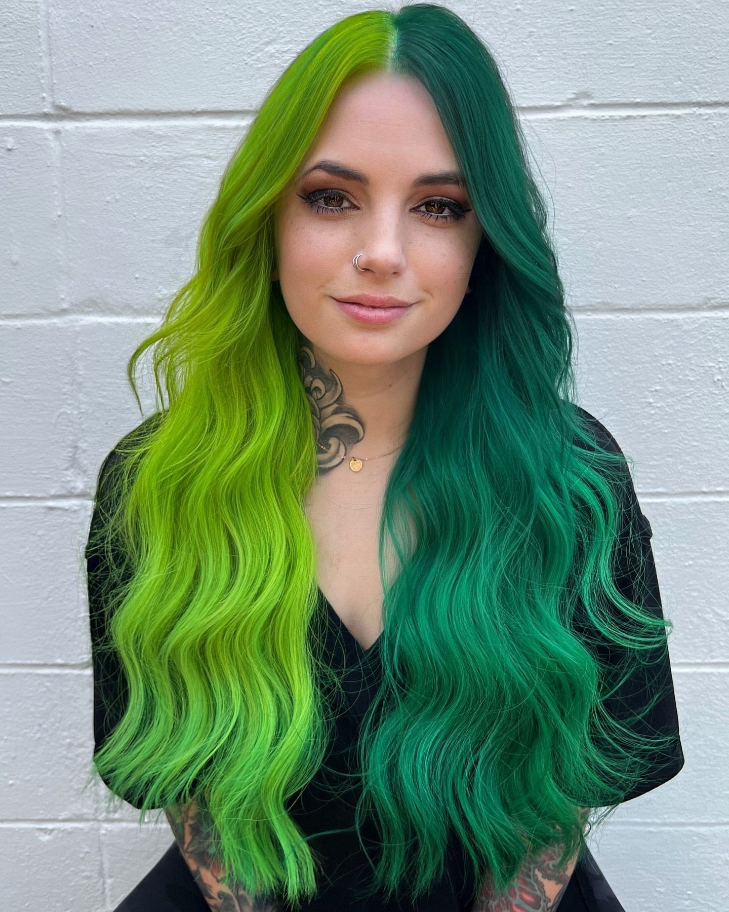 Bold Split Dye: Neon Green and Emerald