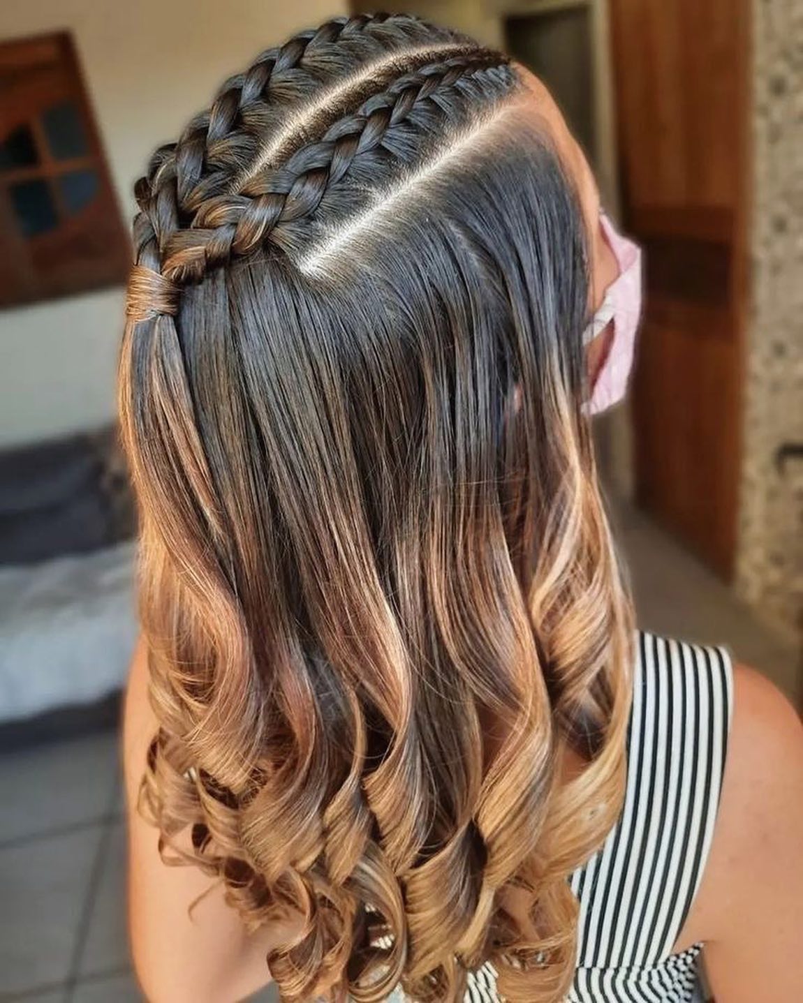 Braided Crown With Honey Blonde Beachy Waves